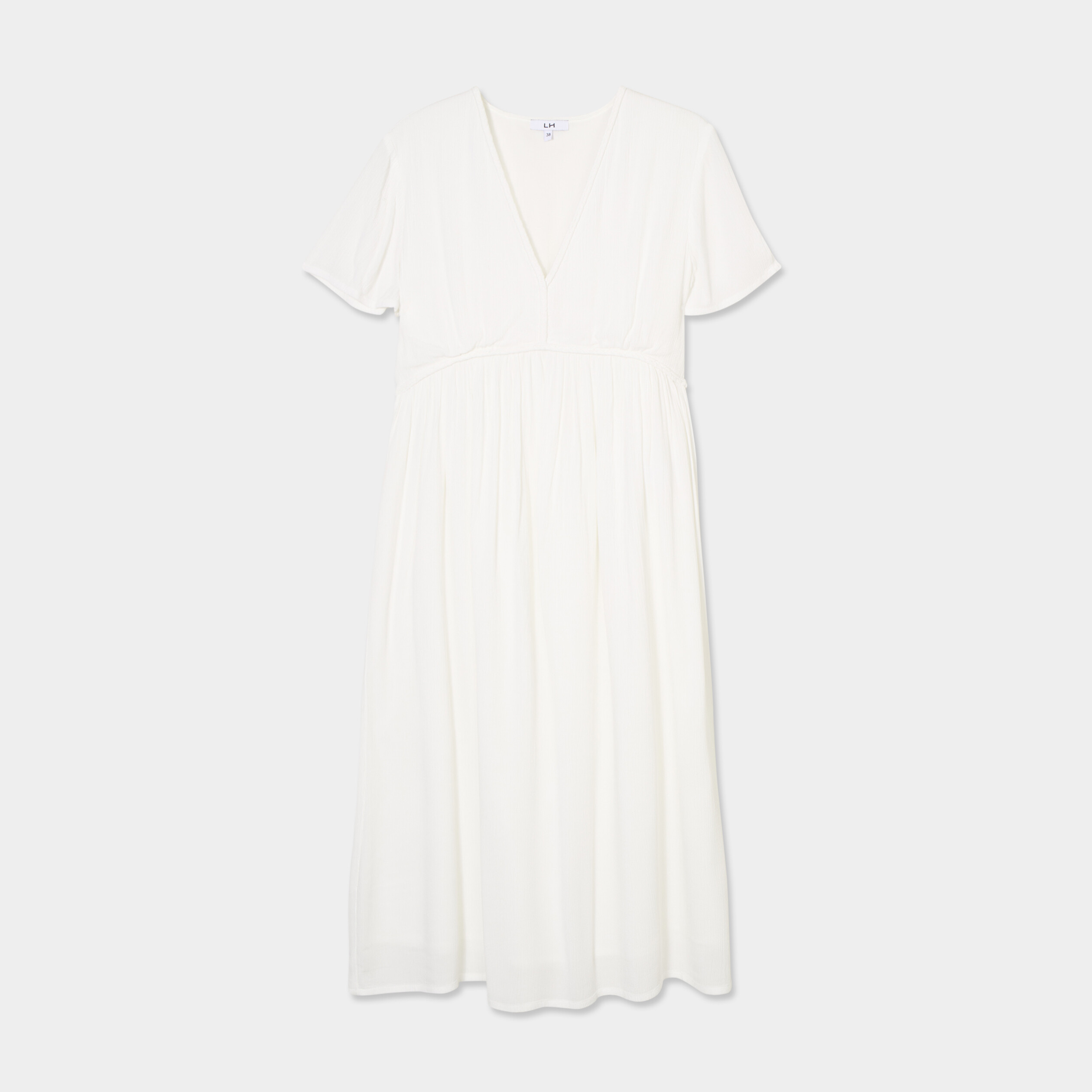 Robe longue fluide manches courtes blanc femme