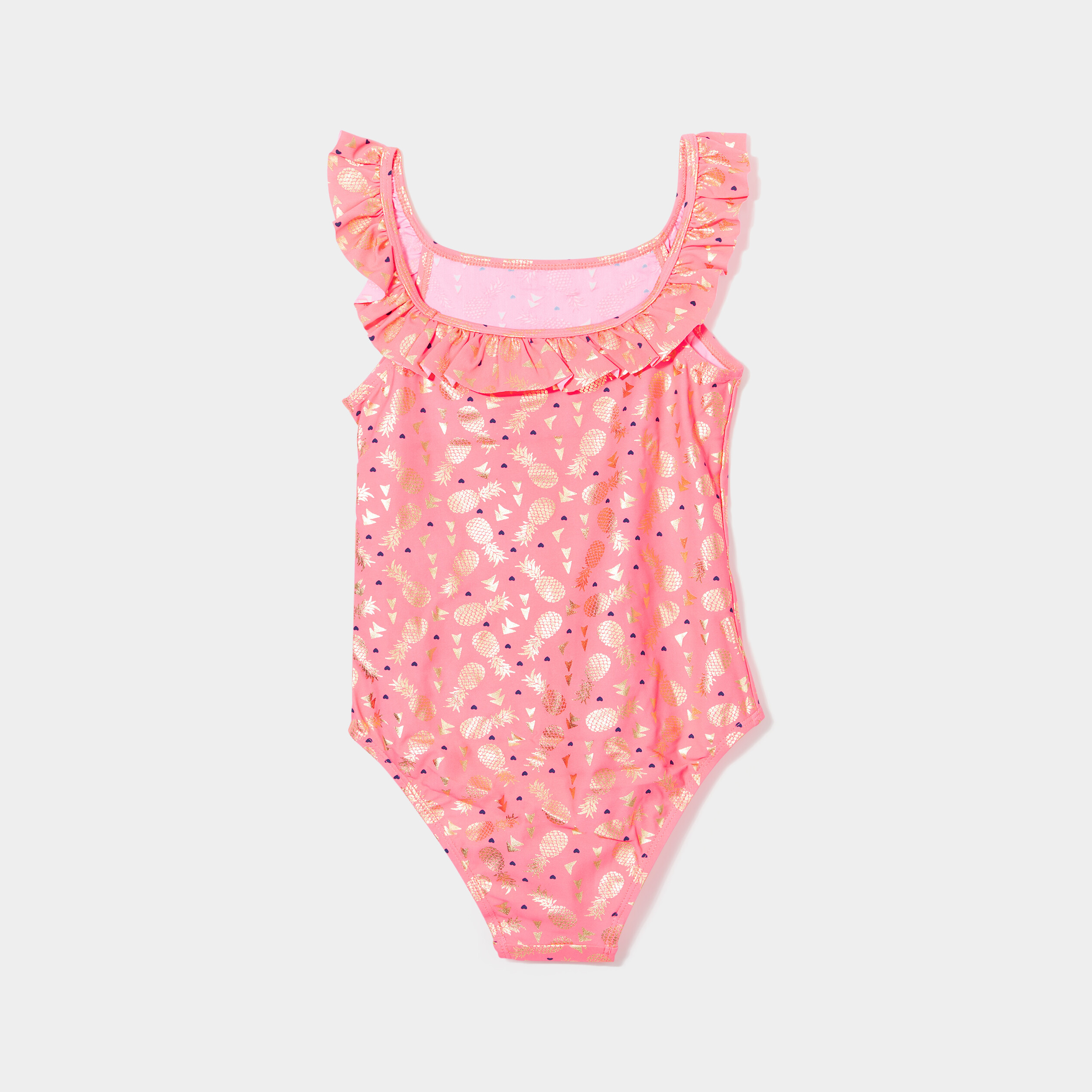 Maillot de bain fille asymétrique, corail