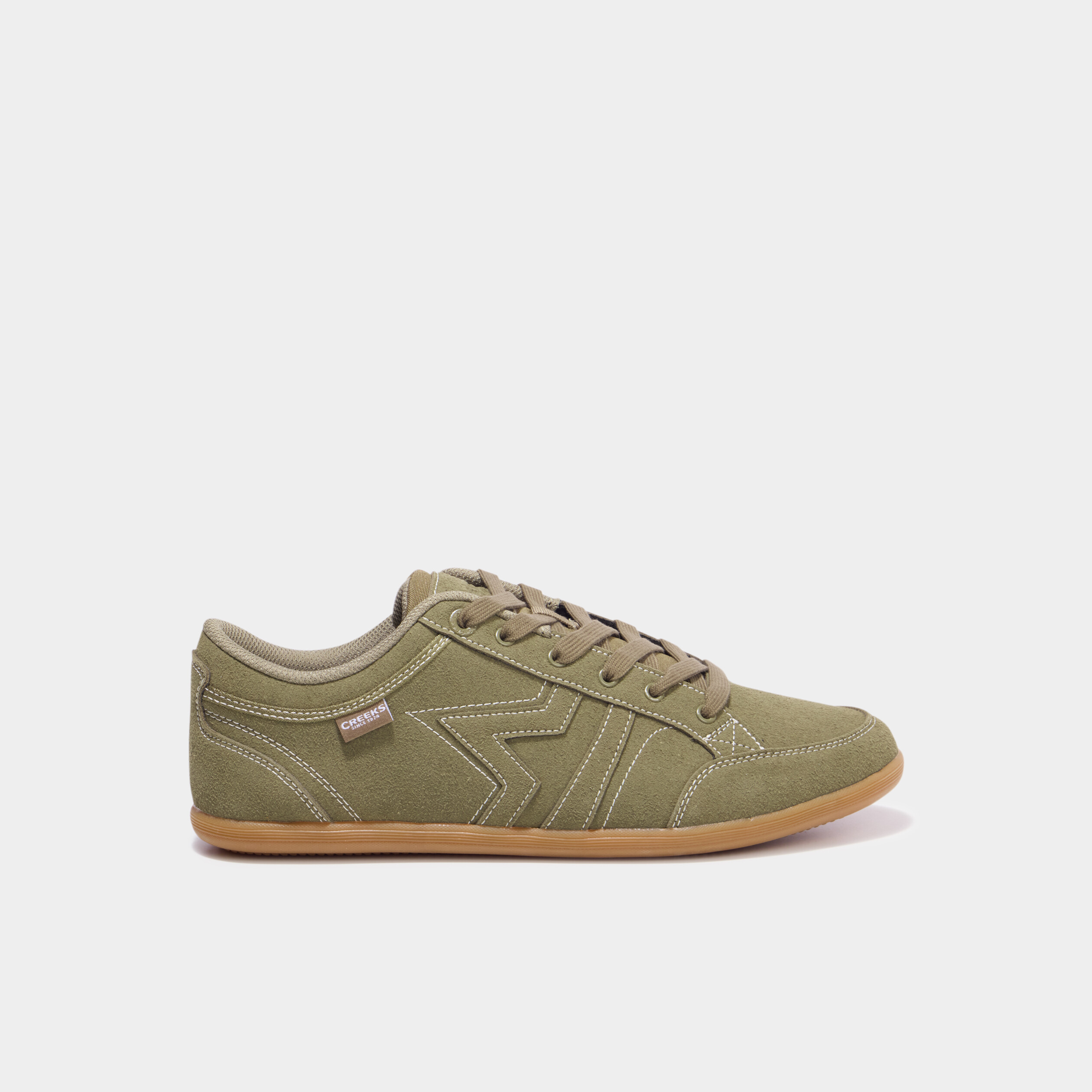 Tennis basses &agrave; lacets effet su&eacute;dine vert kaki homme