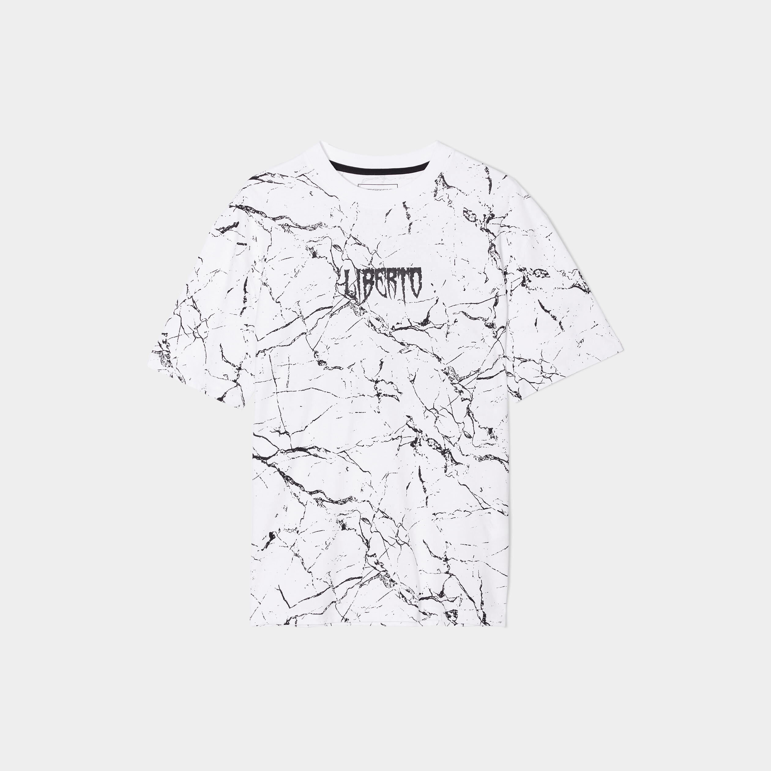 T-shirt oversize manches courtes marbré blanc homme