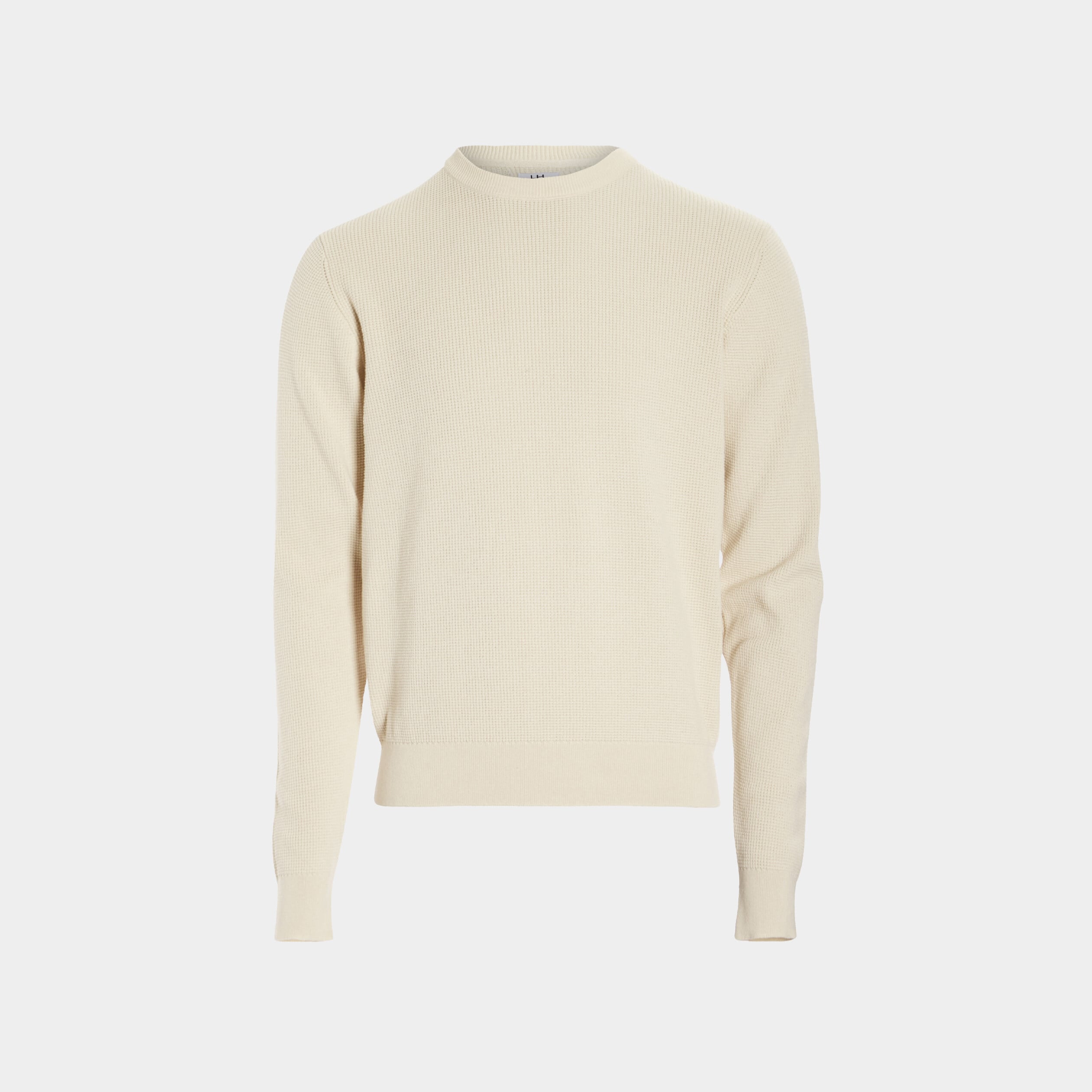 Pull en maille textur&eacute;e col rond creme homme