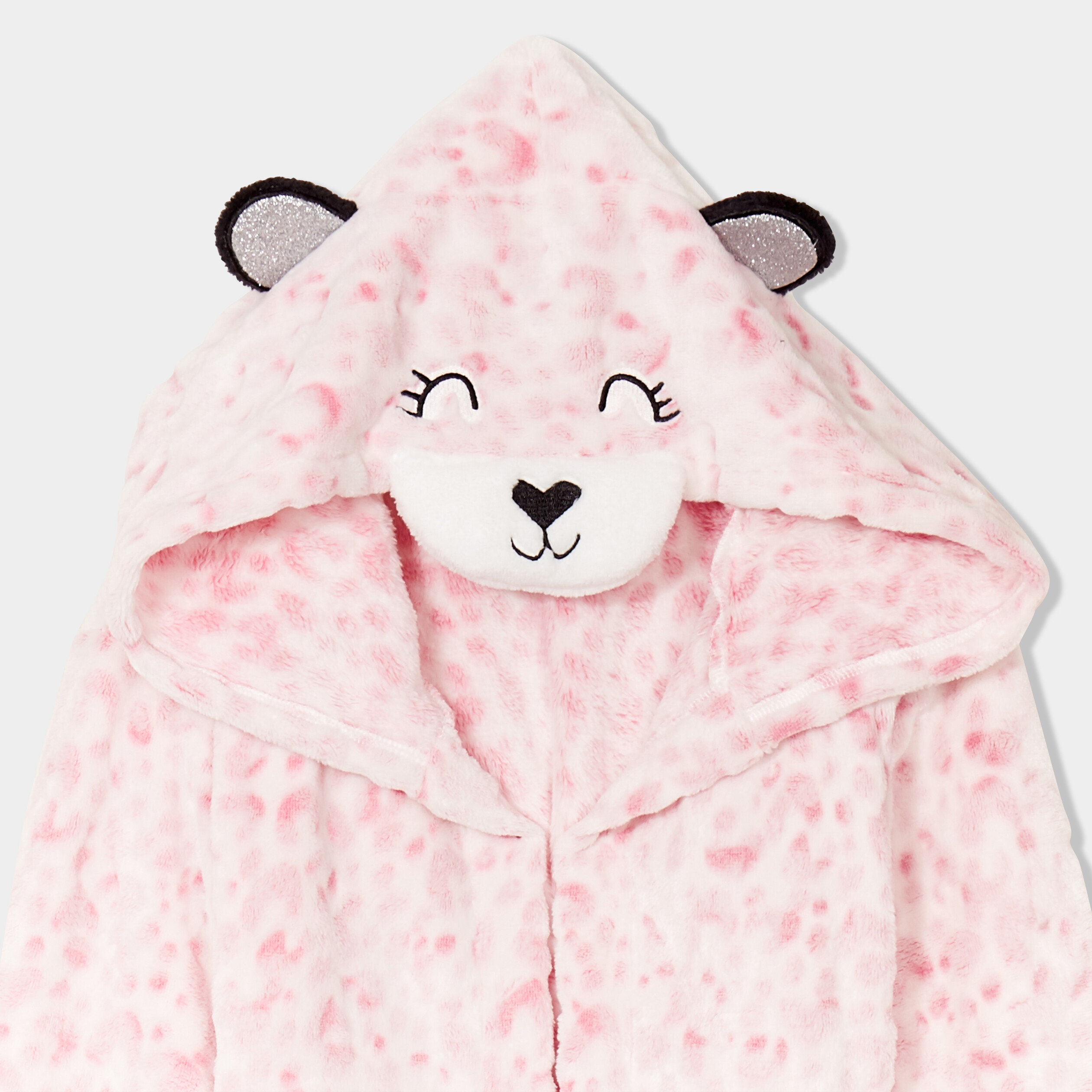 Peignoir pilou a capuche rose fushia fille