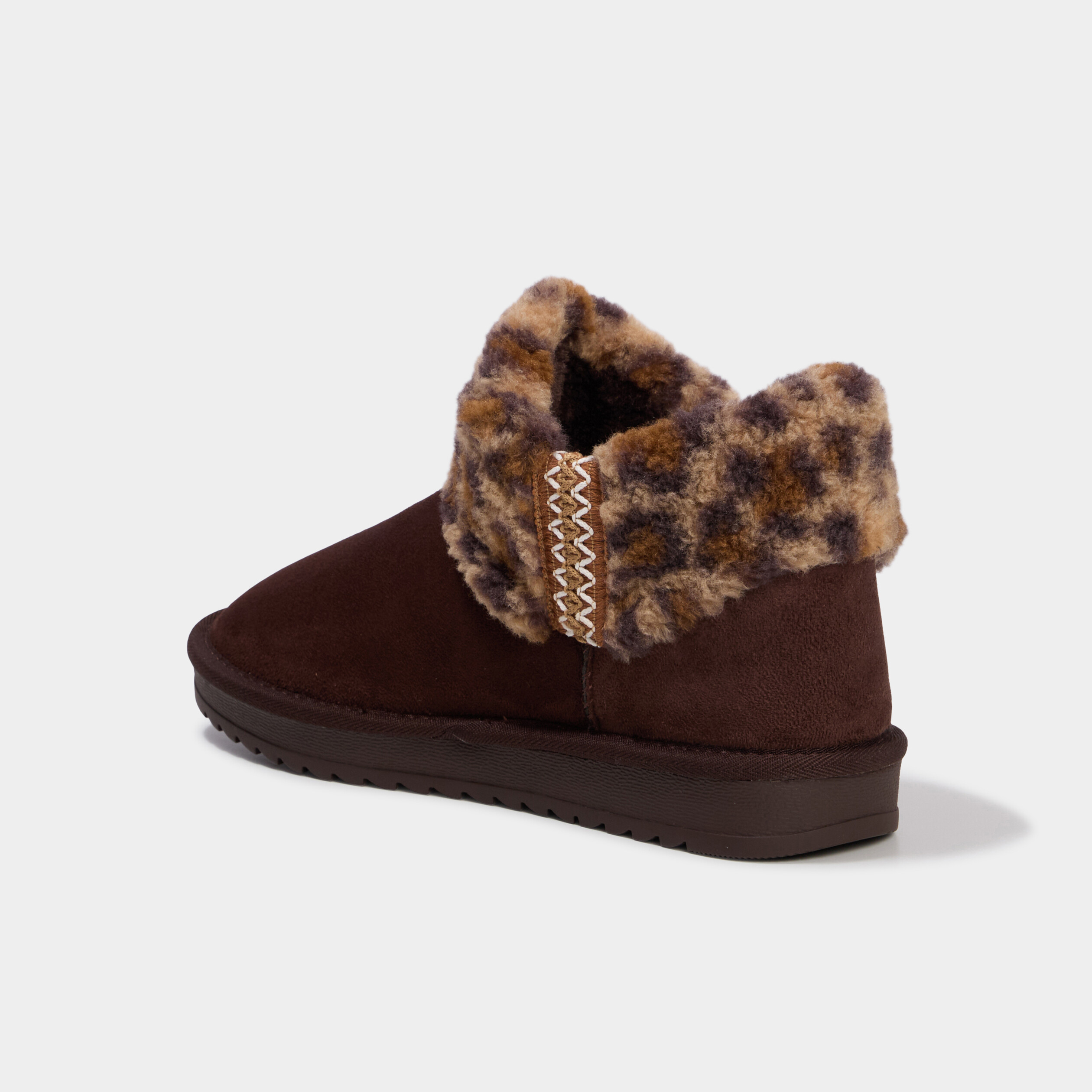 Boots fourr&eacute;es effet su&eacute;dine marron fonc&eacute; femme