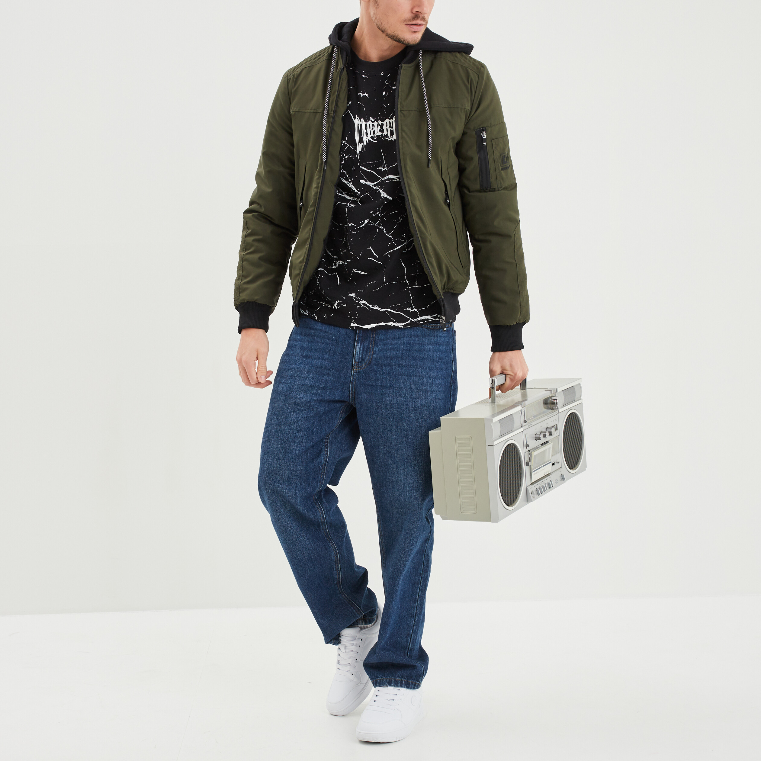 T-shirt oversize manches courtes Liberto noir homme