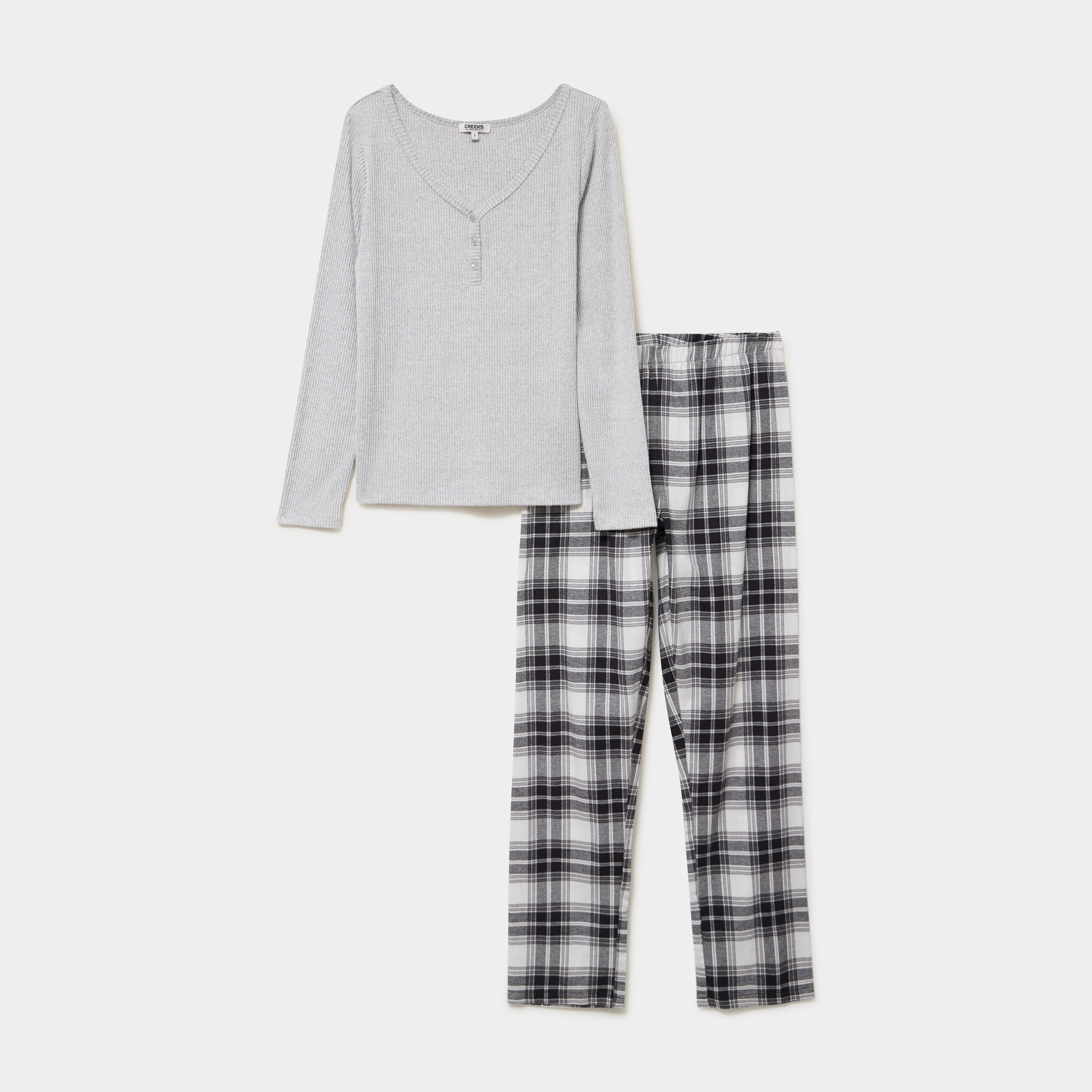 Ensemble pyjama t-shirt et pantalon gris femme