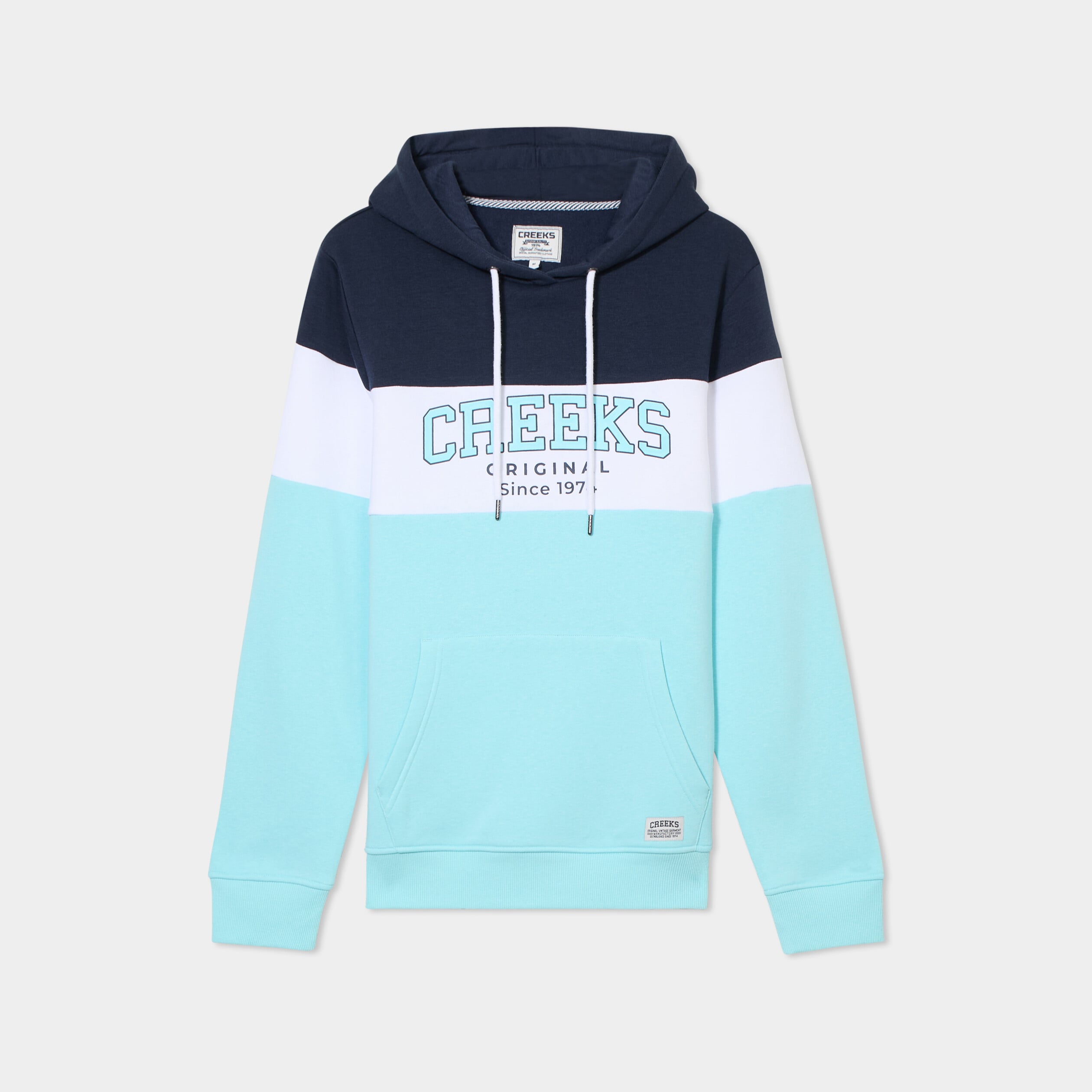 Sweat &agrave; capuche hoodie Creeks bleu turquoise homme