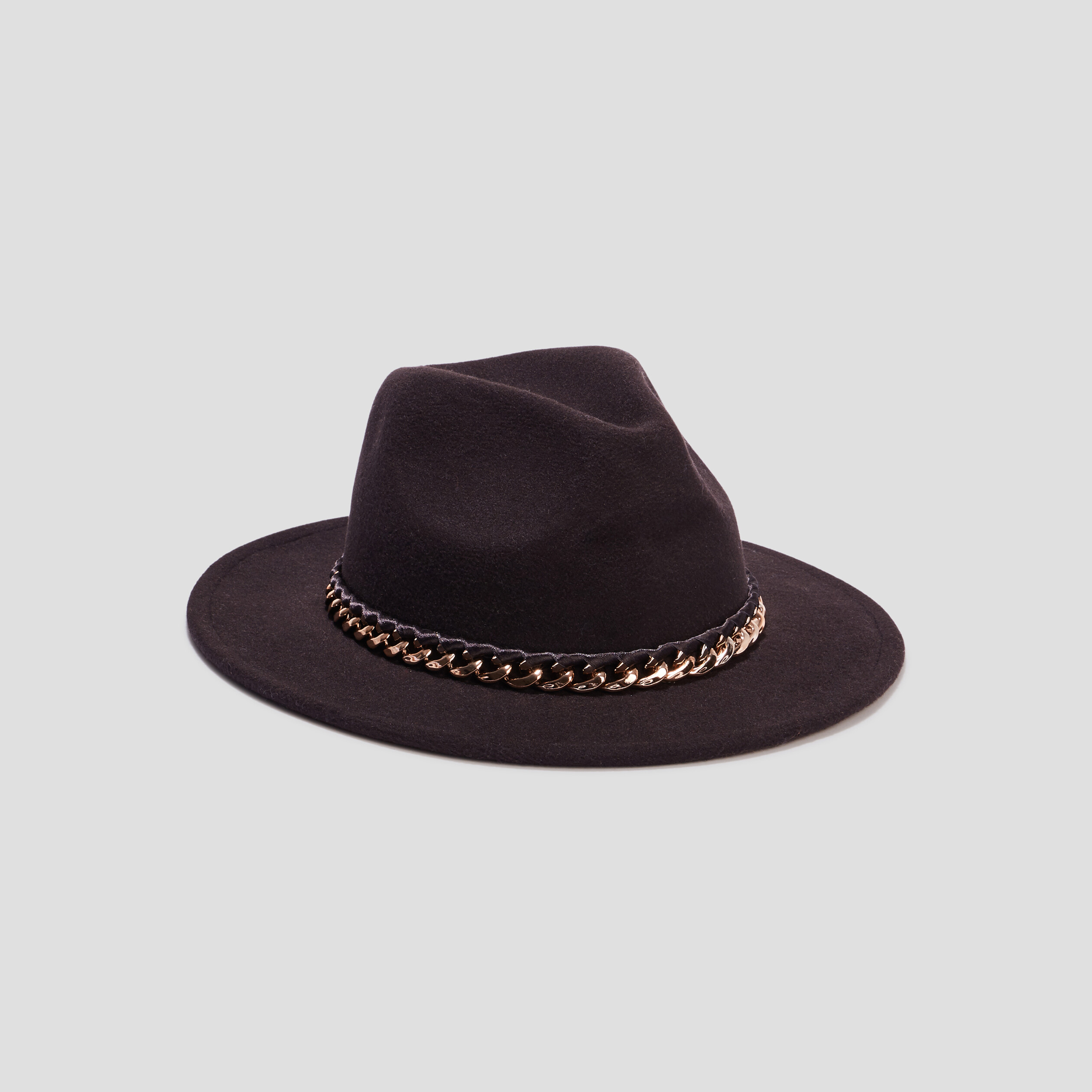 Chapeau large avec chaîne noir femme