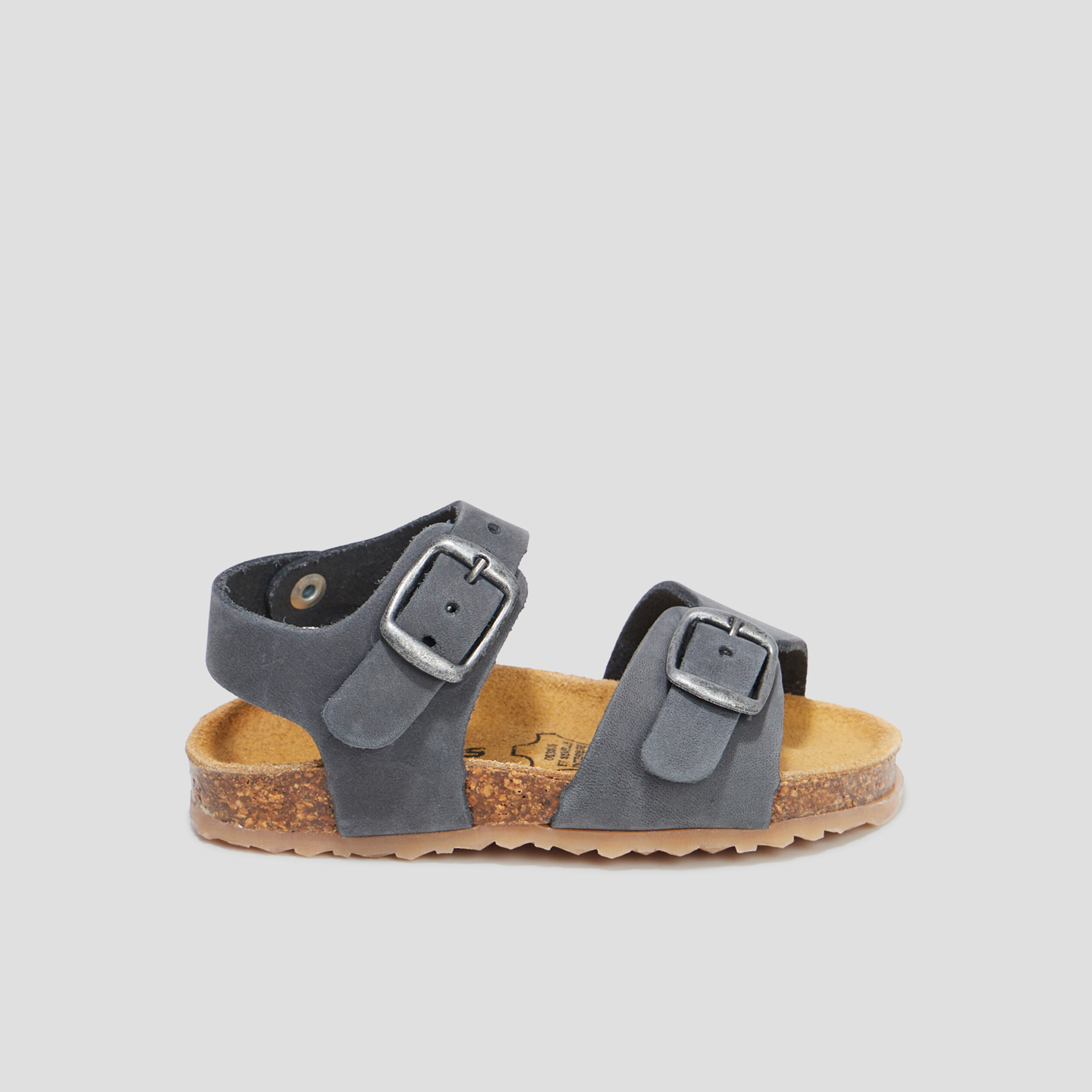 Sandales avec boucles en cuir Creeks gris bébé garçon