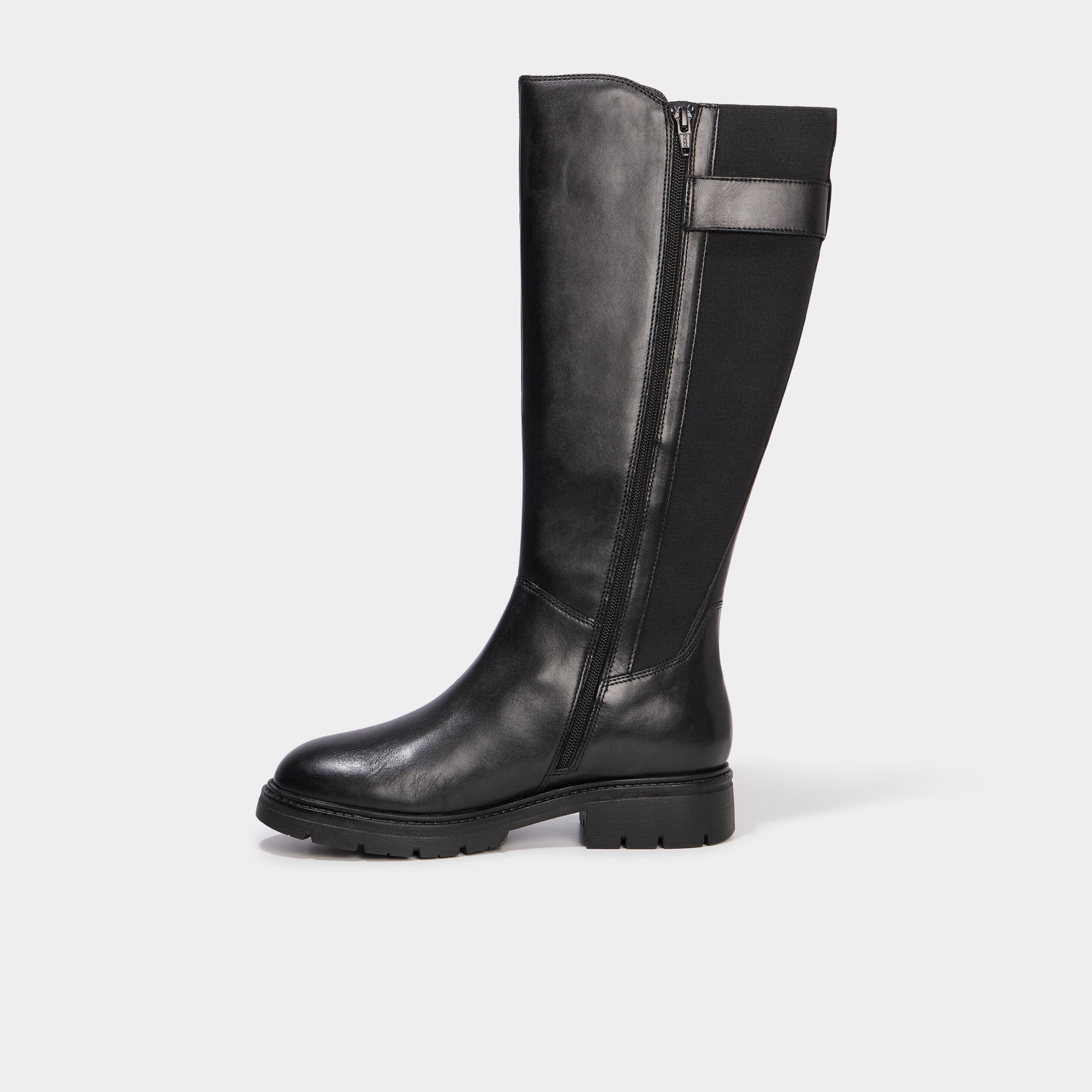 Bottes en cuir avec boucles noir femme