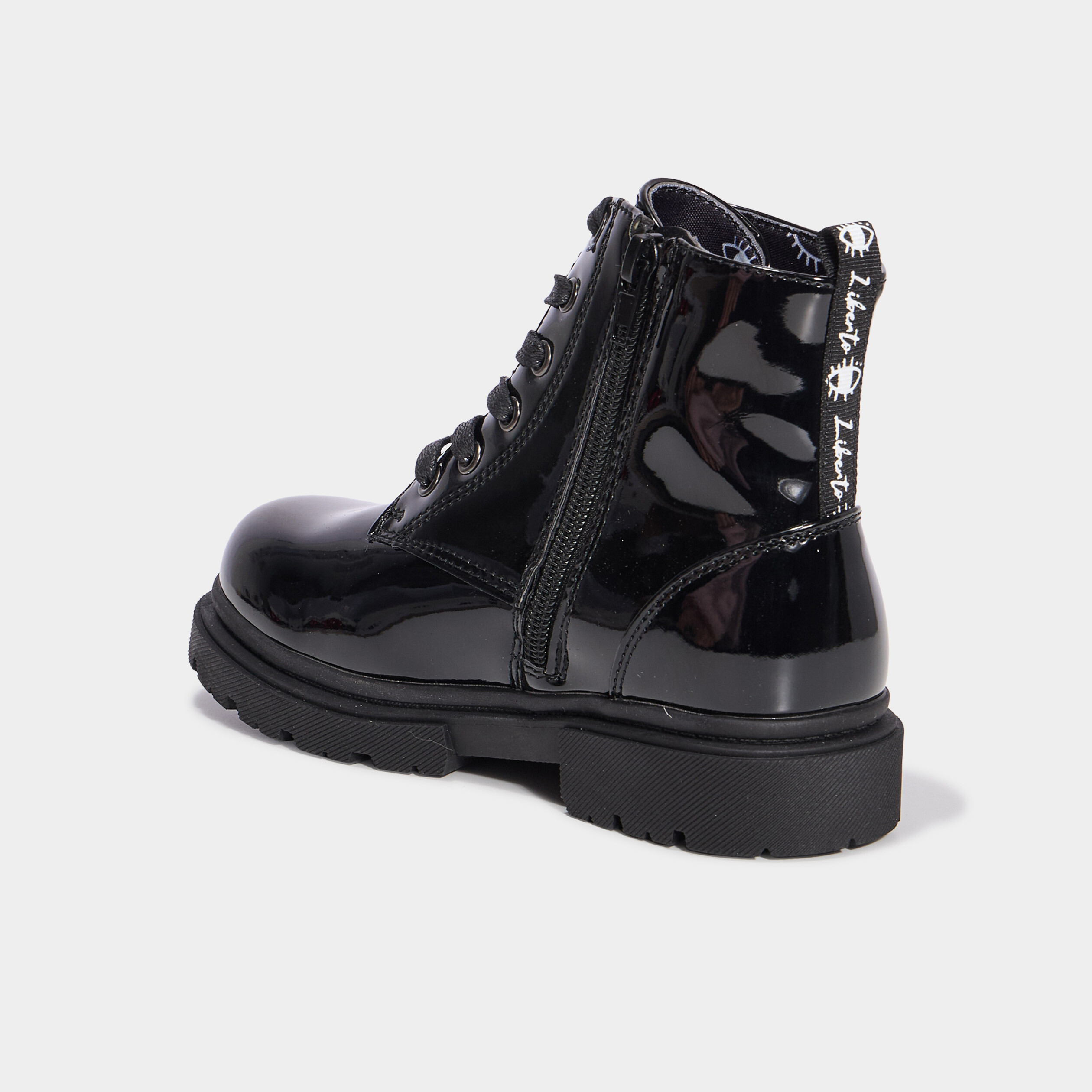 Bottines crant&eacute;es zipp&eacute;es &agrave; paillettes noir fille