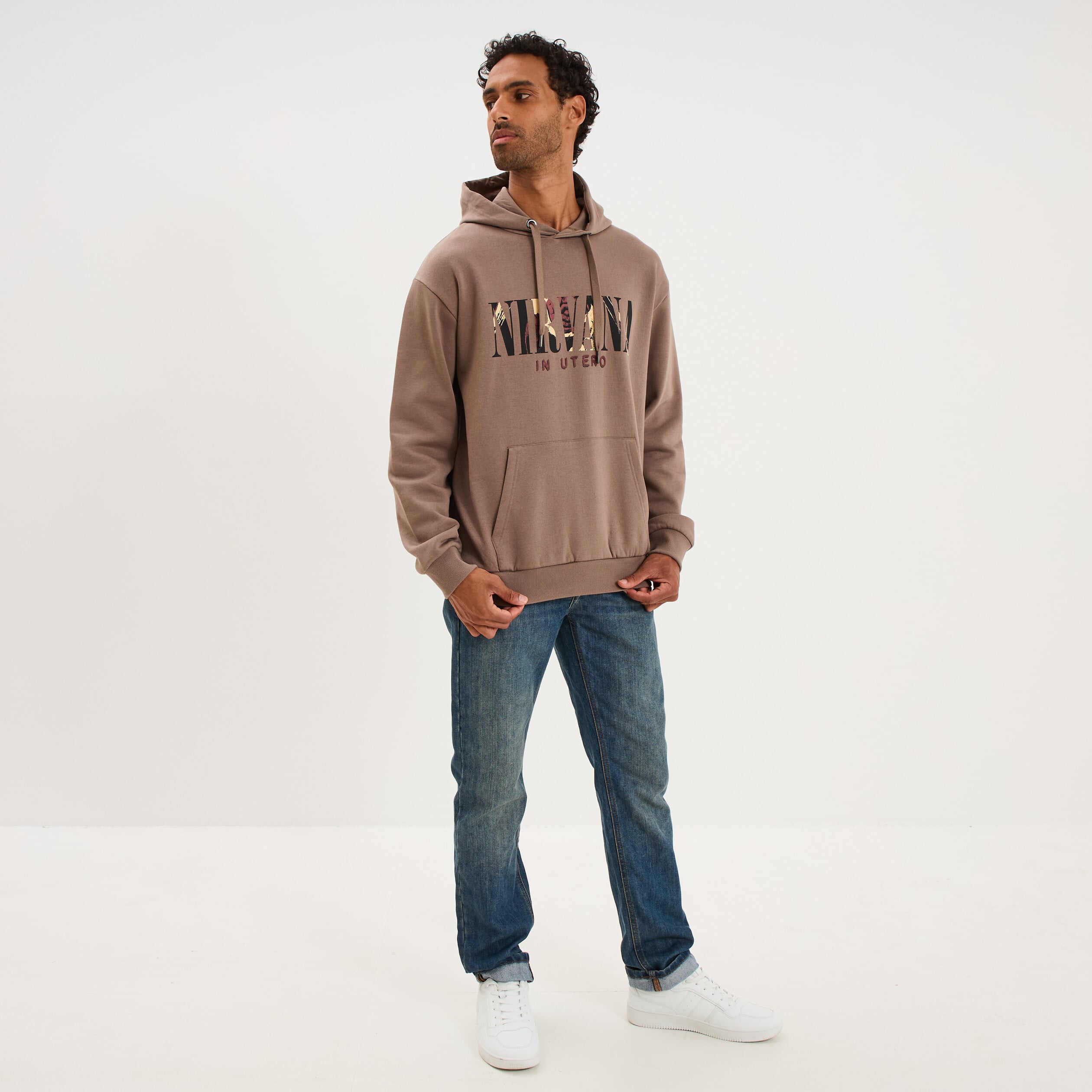 Sweat hoodie &agrave; capuche Nirvana sable homme