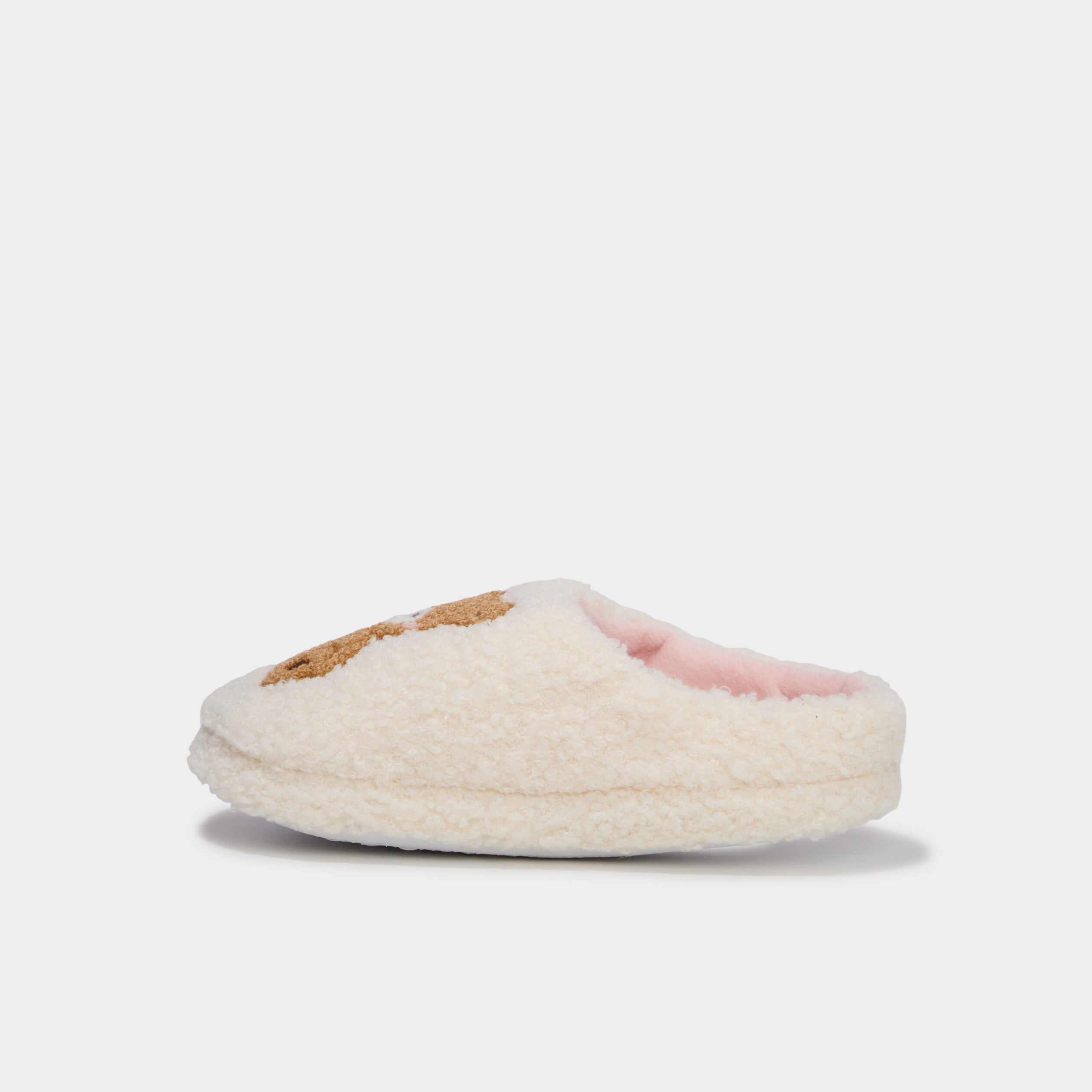 Chaussons mules doubl&eacute;s effet bouclette rose fille