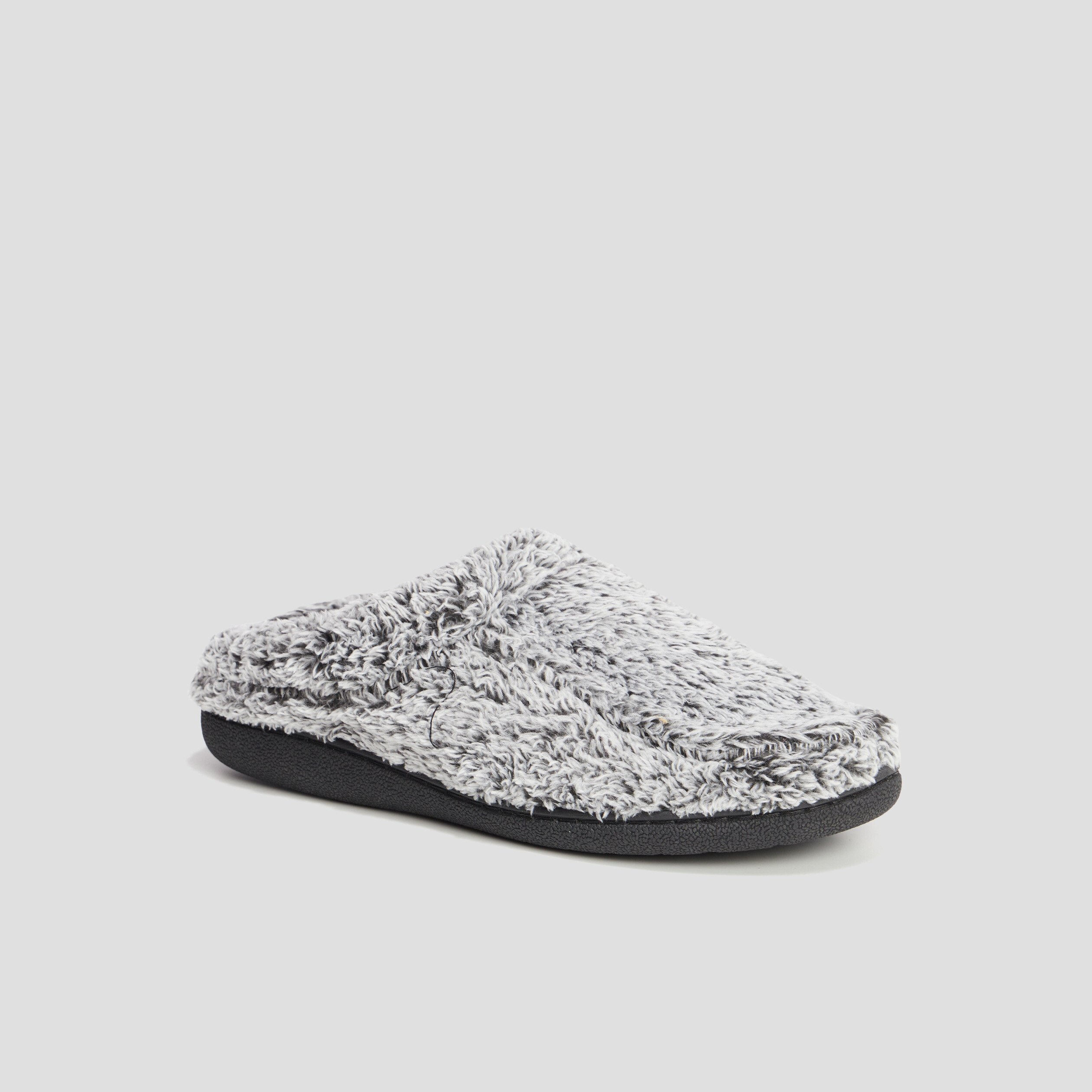 chaussons bout rond fourres gris homme Chaussons bout rond fourrés gris homme
