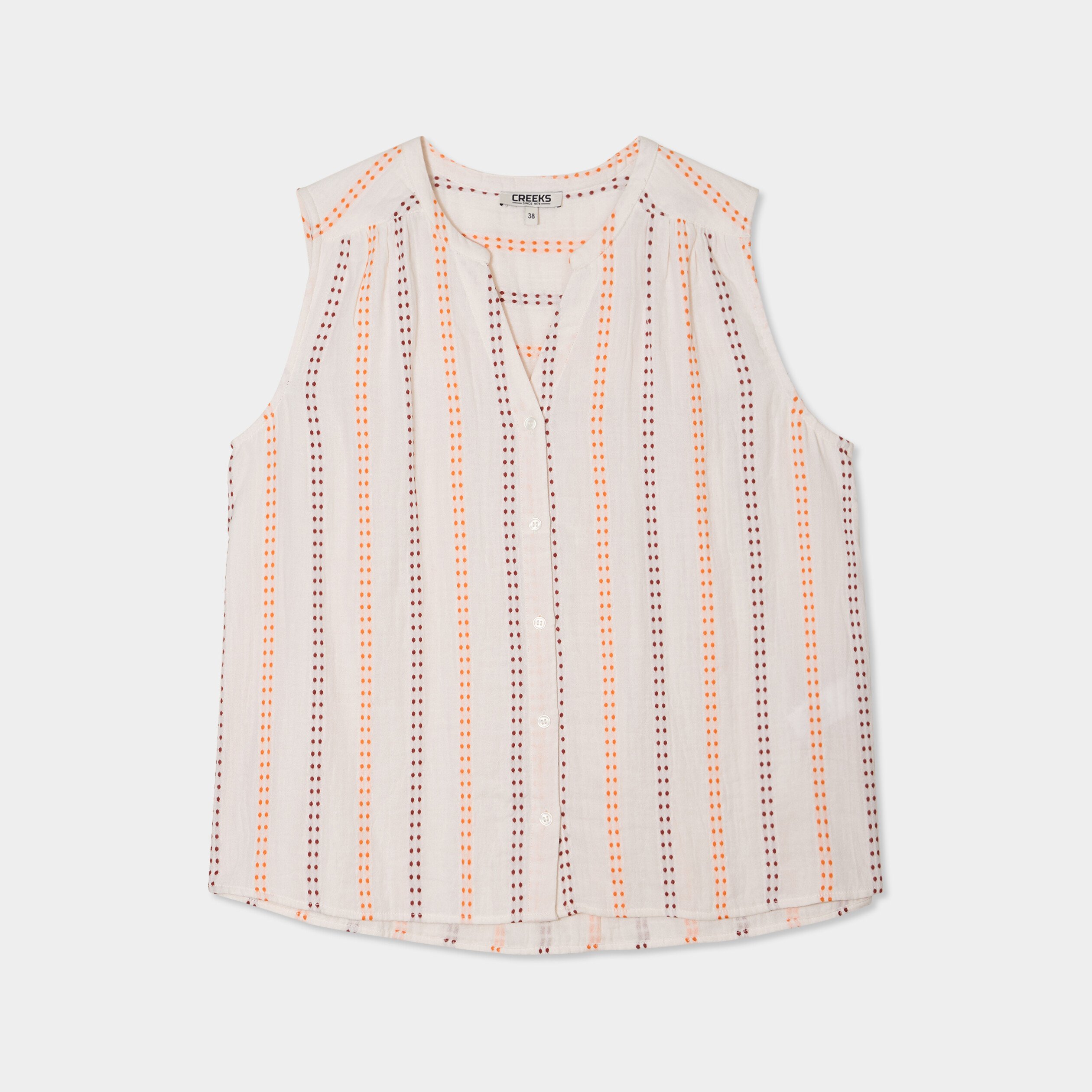 blouse col tunisien gaze de coton ecru femme Blouse col tunisien gaze de coton ecru femme
