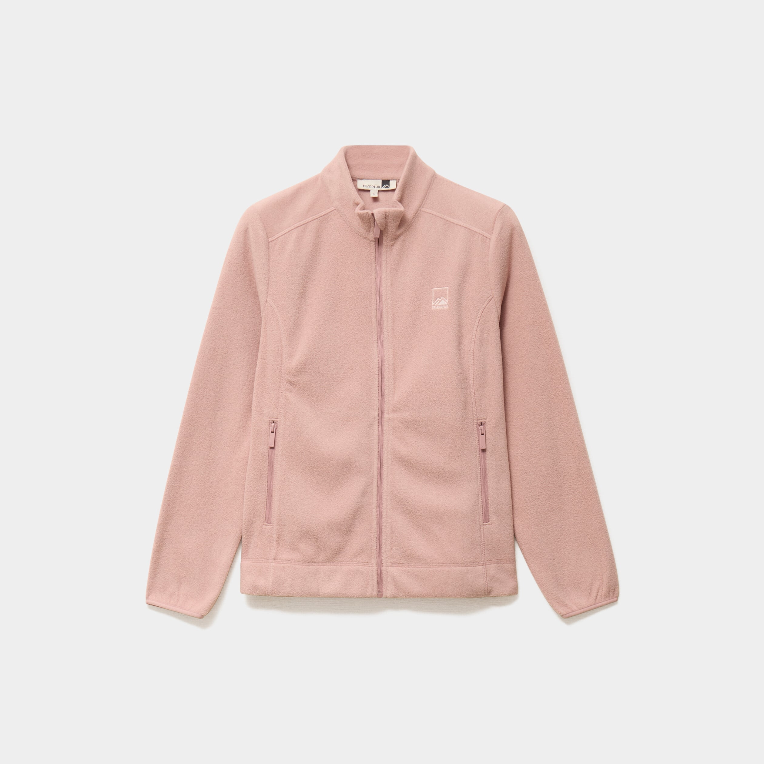 Veste polaire zipp&eacute; manches longues rose poudr&eacute;e femme