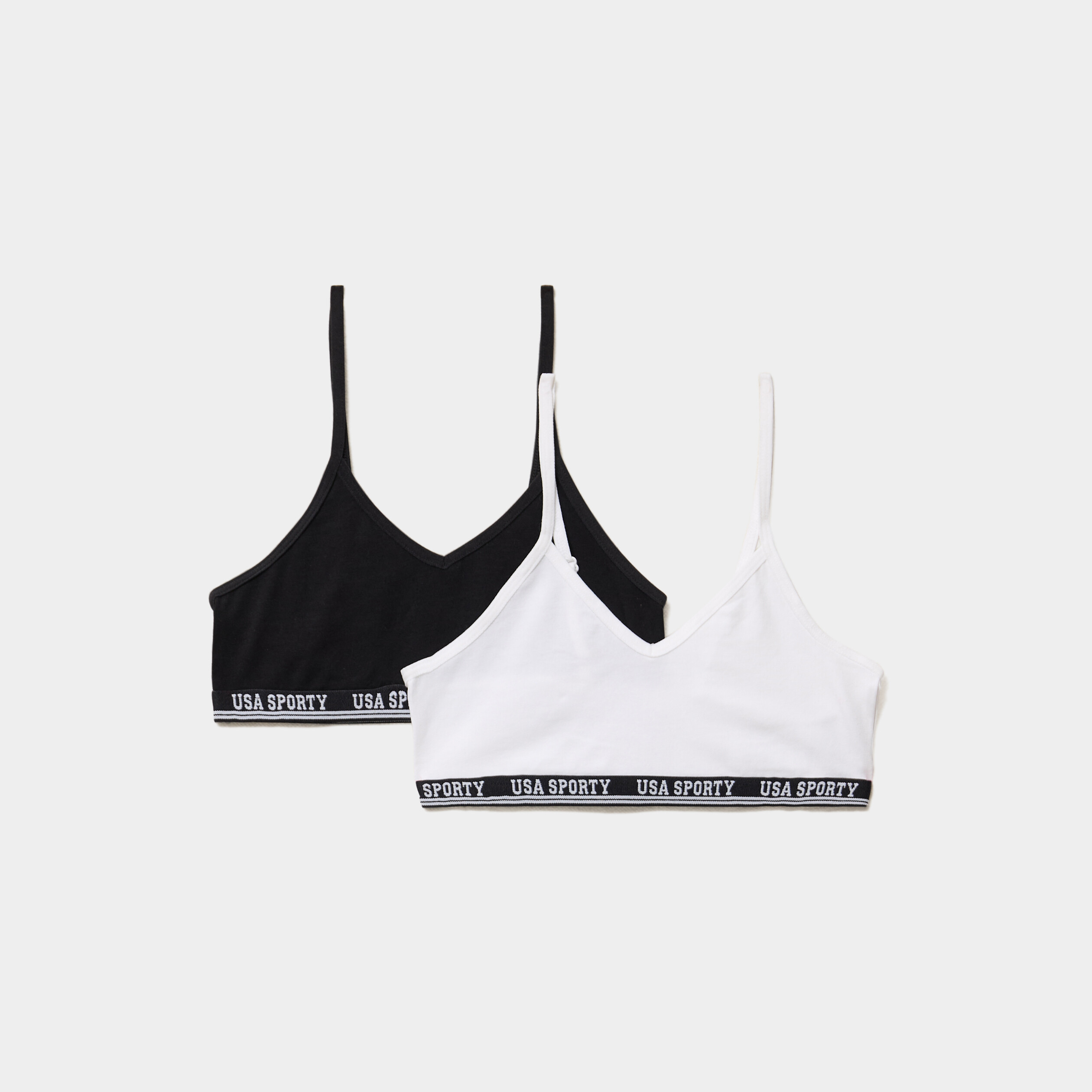 lot 2 brassieres triangles coton noir fille Lot 2 brassières triangles coton noir fille