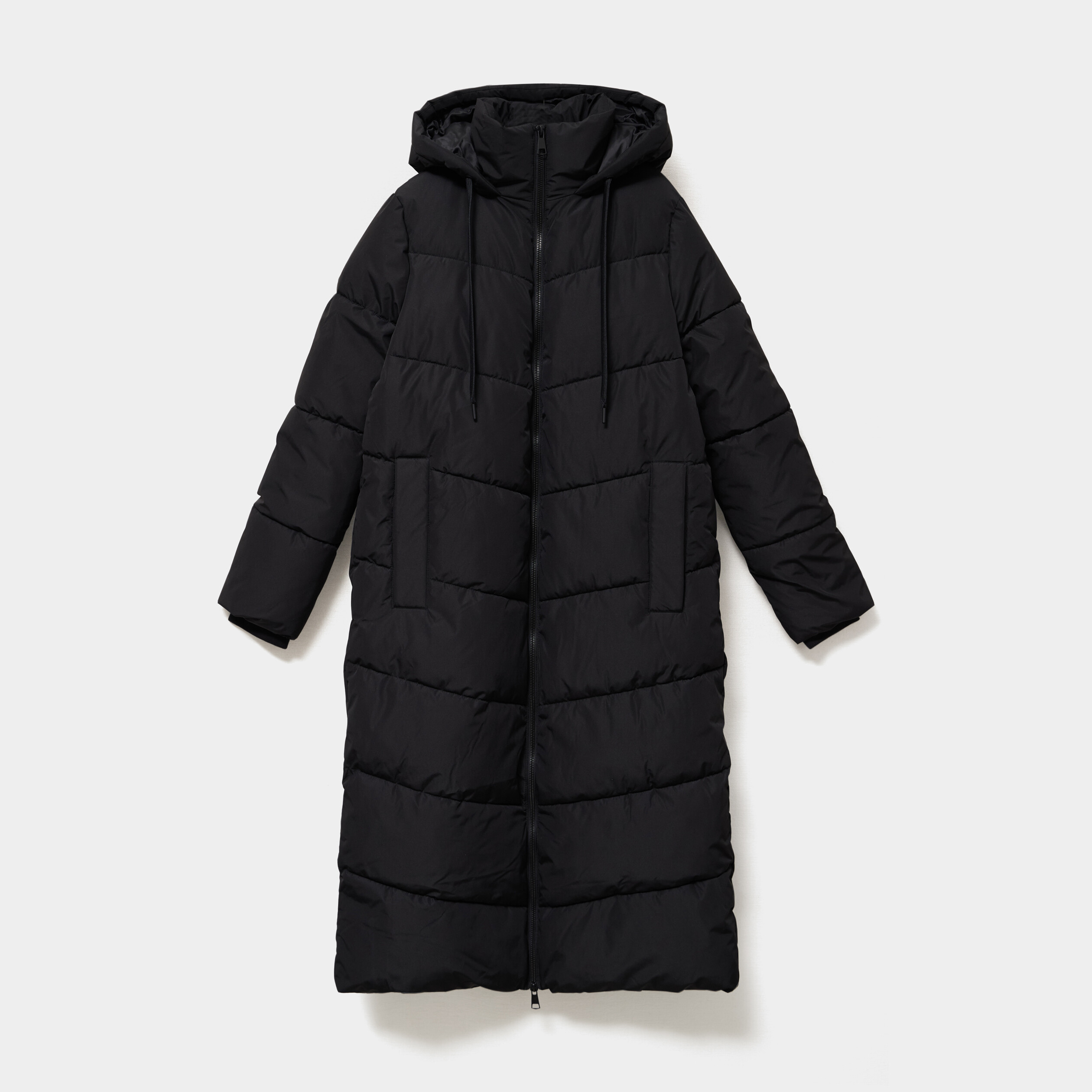 Doudoune longue zipp&eacute;e &agrave; capuche noir femme