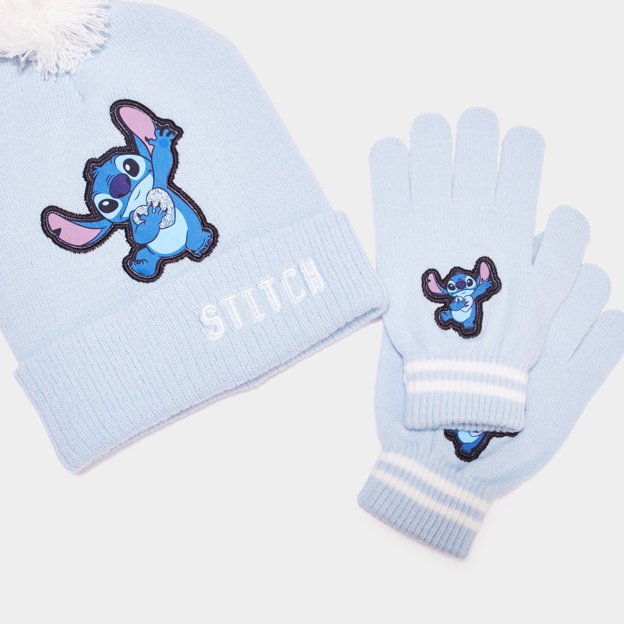 Ensemble bonnet et gants Stitch bleu fille