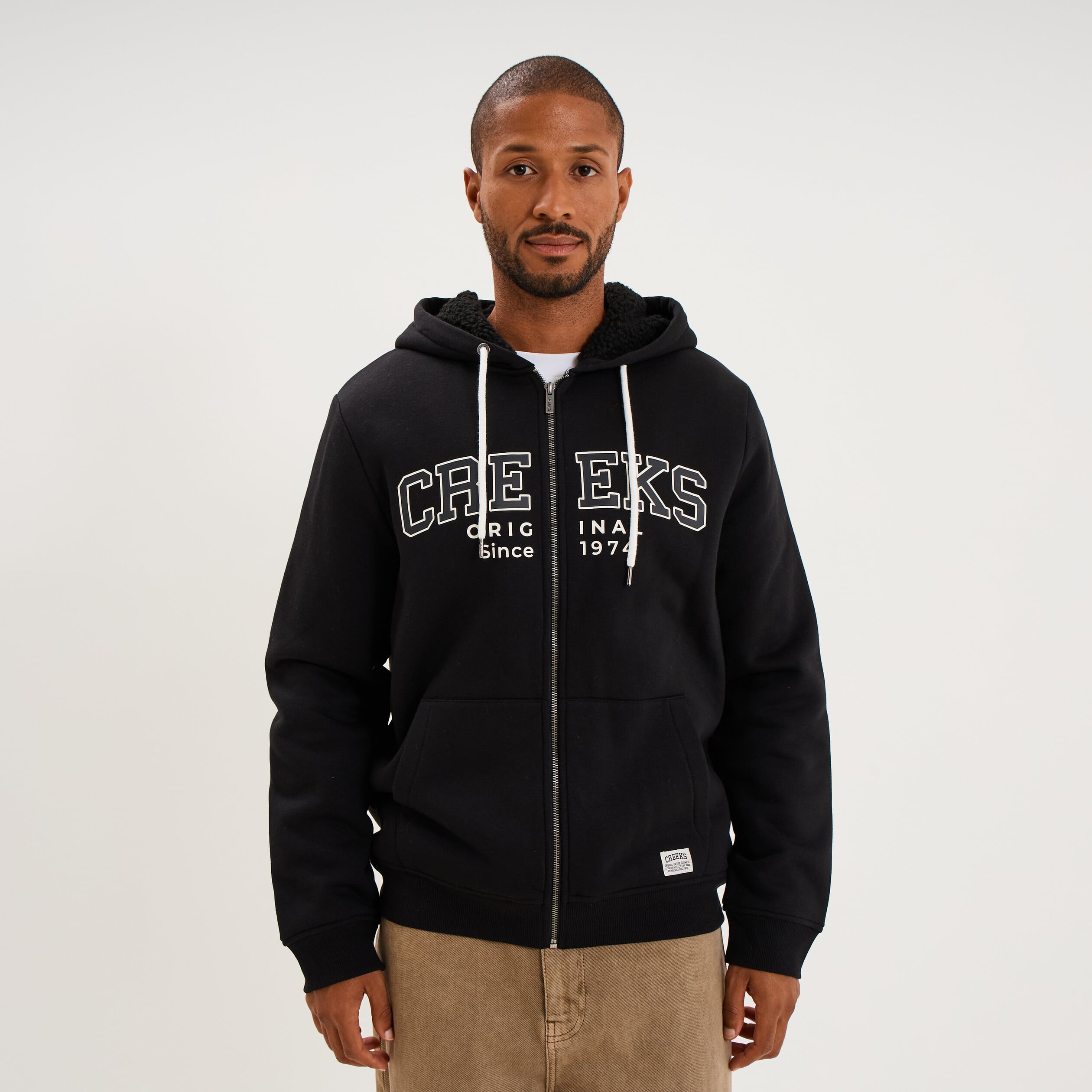 Sweat zipp&eacute; &agrave; capuche doubl&eacute; noir homme