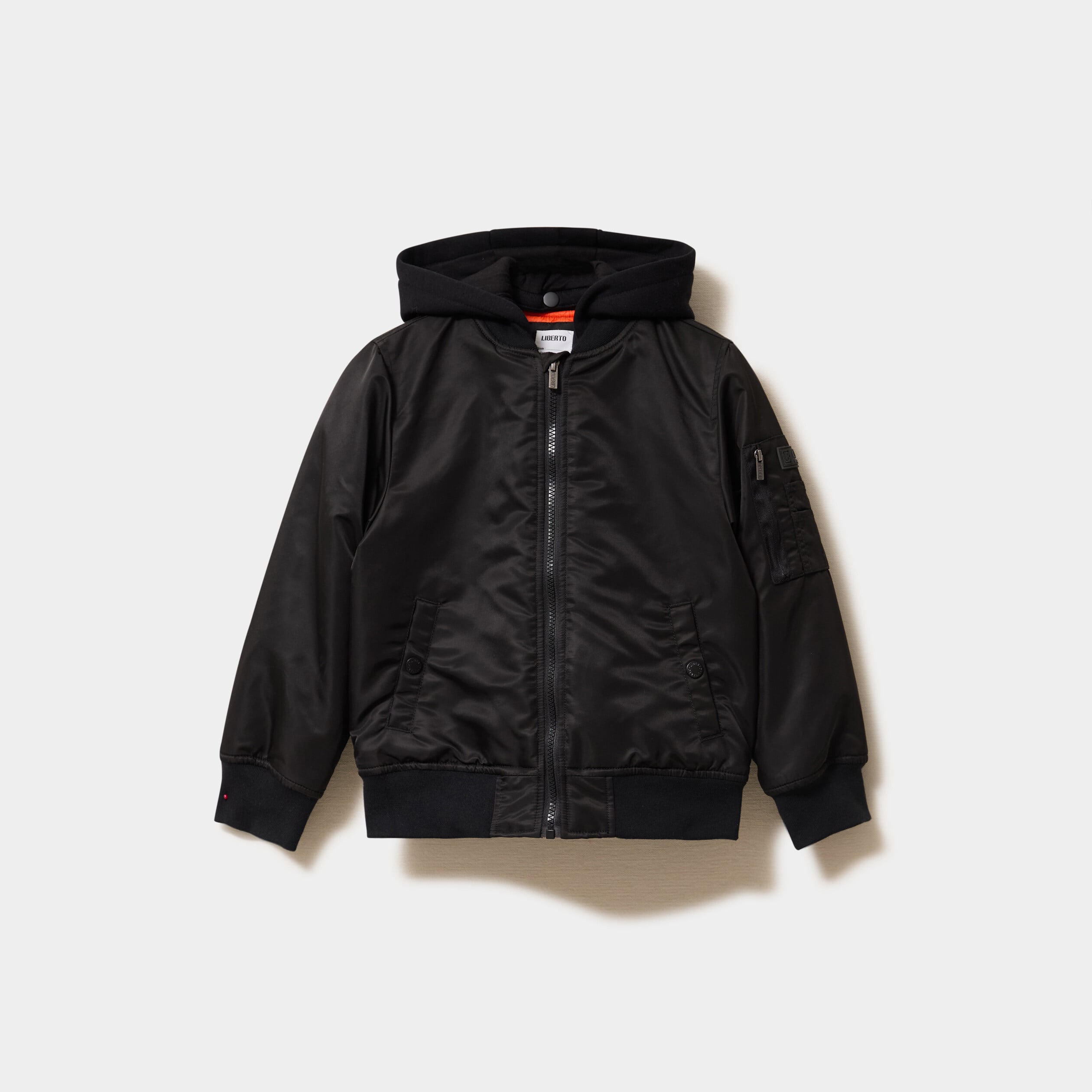 Blouson bomber &agrave; capuche noir gar&ccedil;on