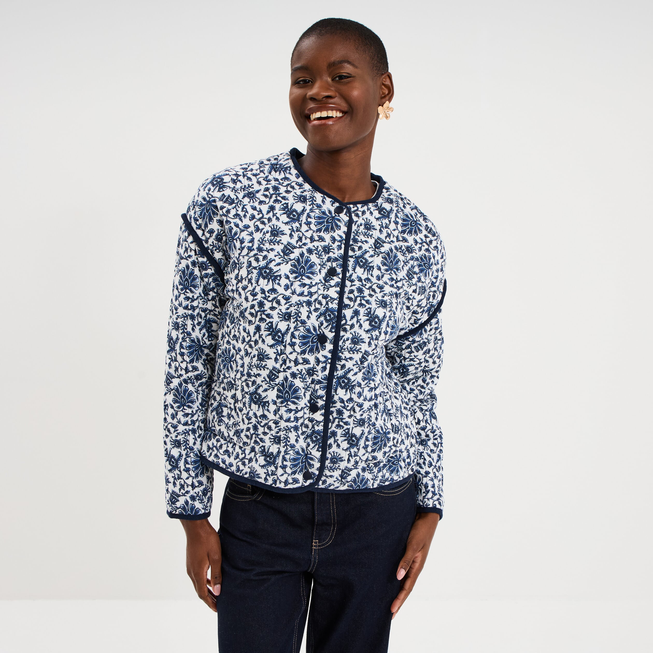 Veste manches longues matelass&eacute;e blanc femme