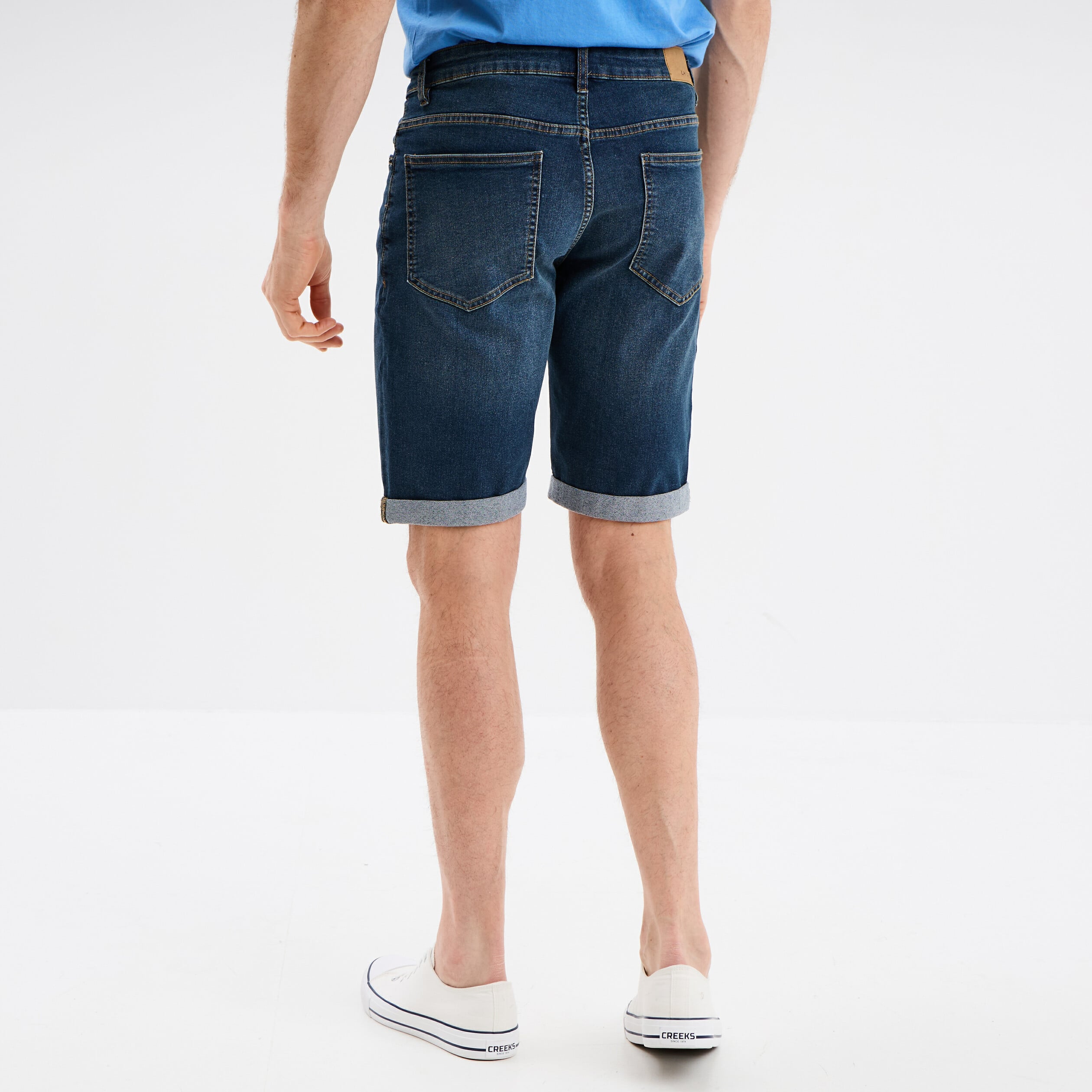 Bermuda stretch droit en jean denim dirty homme