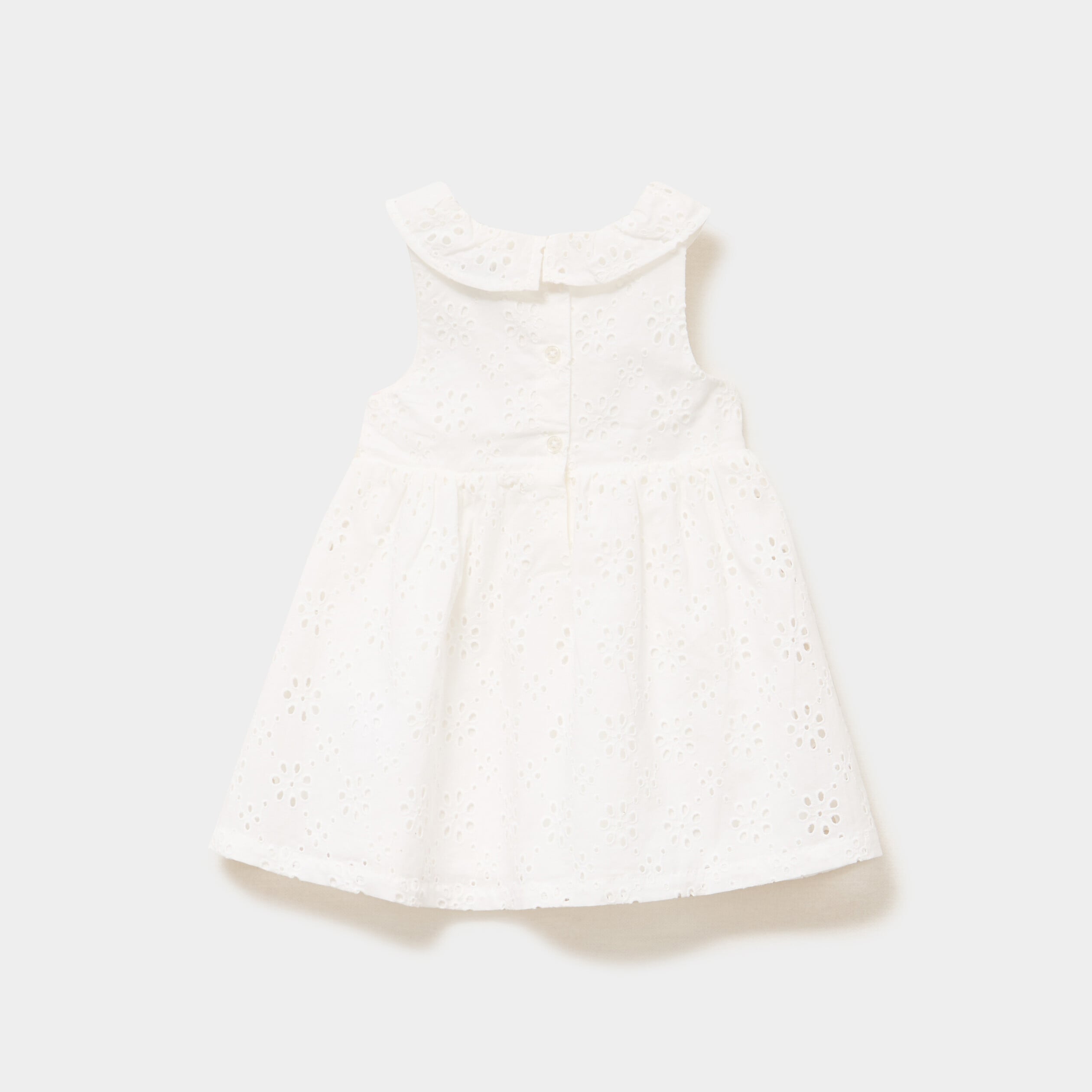 Robe &eacute;vas&eacute;e broderie anglaise coton blanc b&eacute;b&eacute; fille