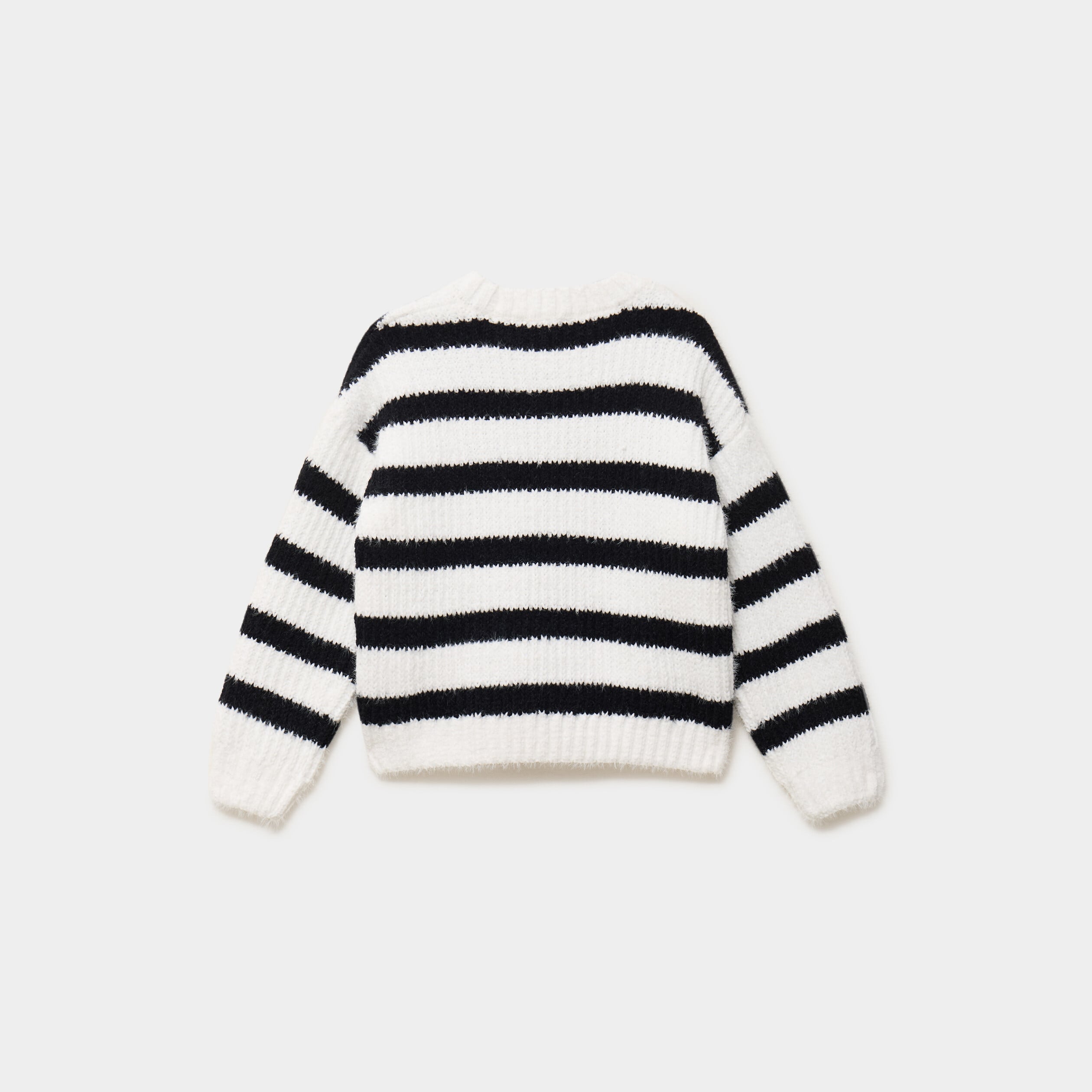 Pull col rond manches longues relax noir fille