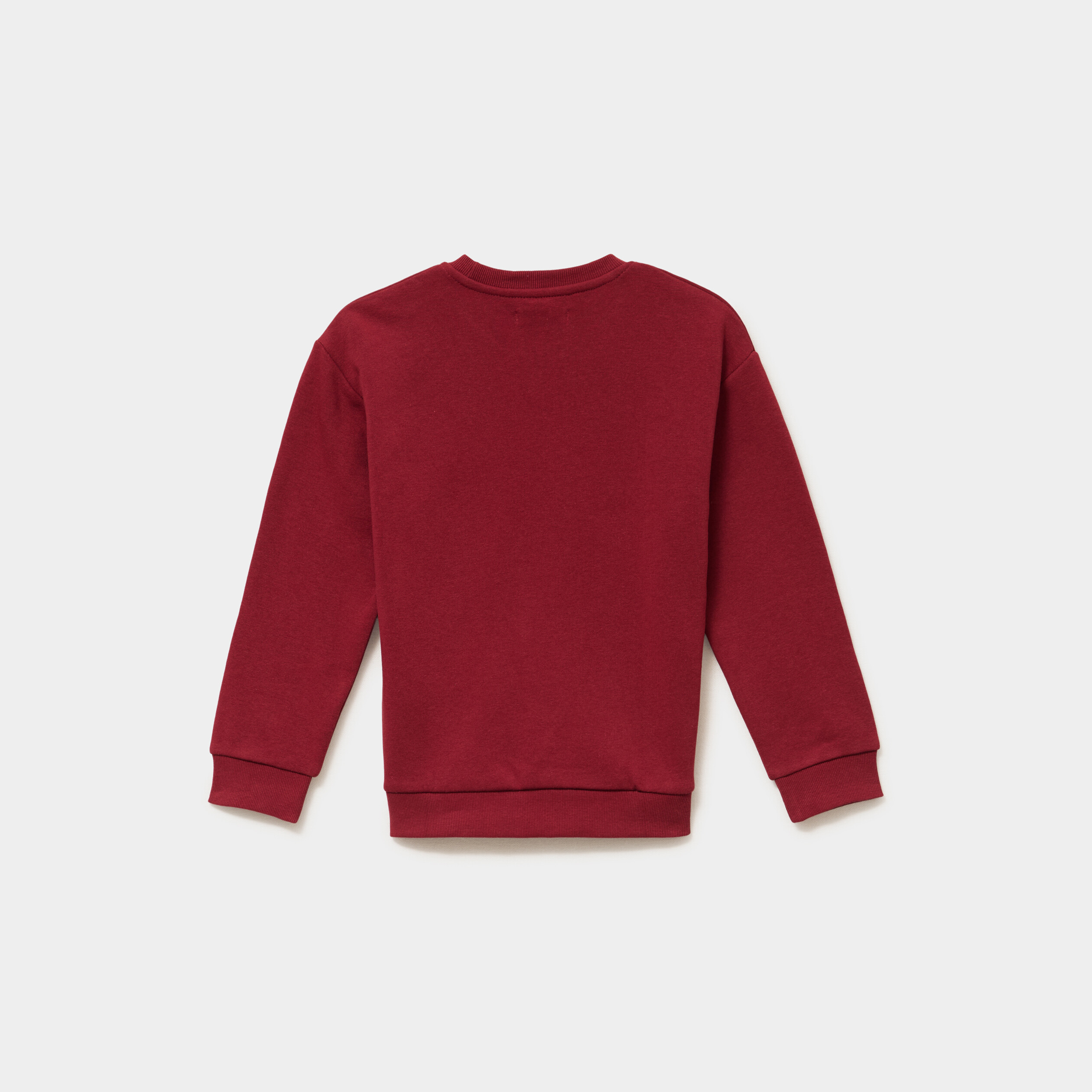 Sweat col rond oversize manches longues rouge fonc&eacute; gar&ccedil;on