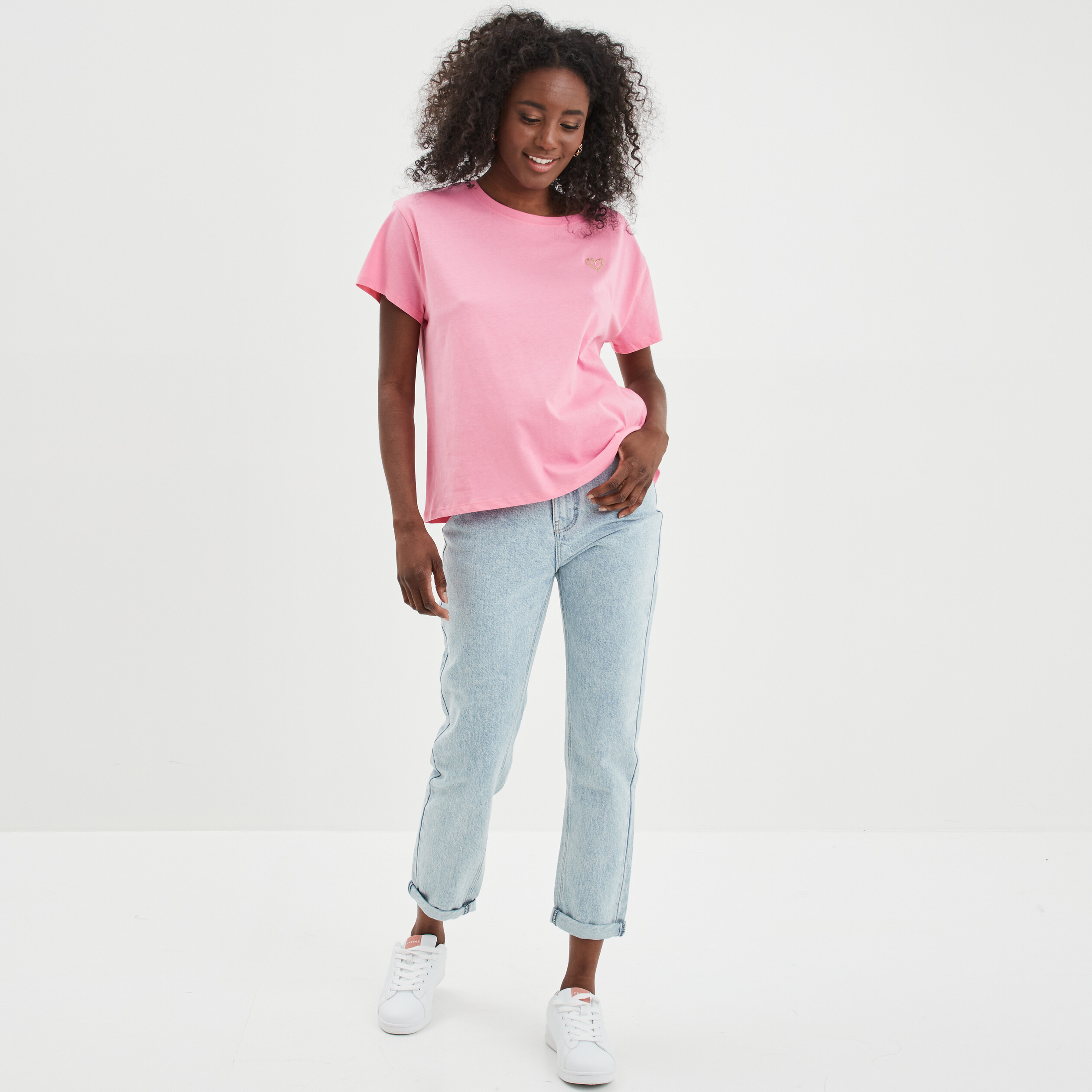 jeans mom taille haute 78eme coton denim double stone femme Jeans mom taille haute 7/8ème coton denim double stone femme