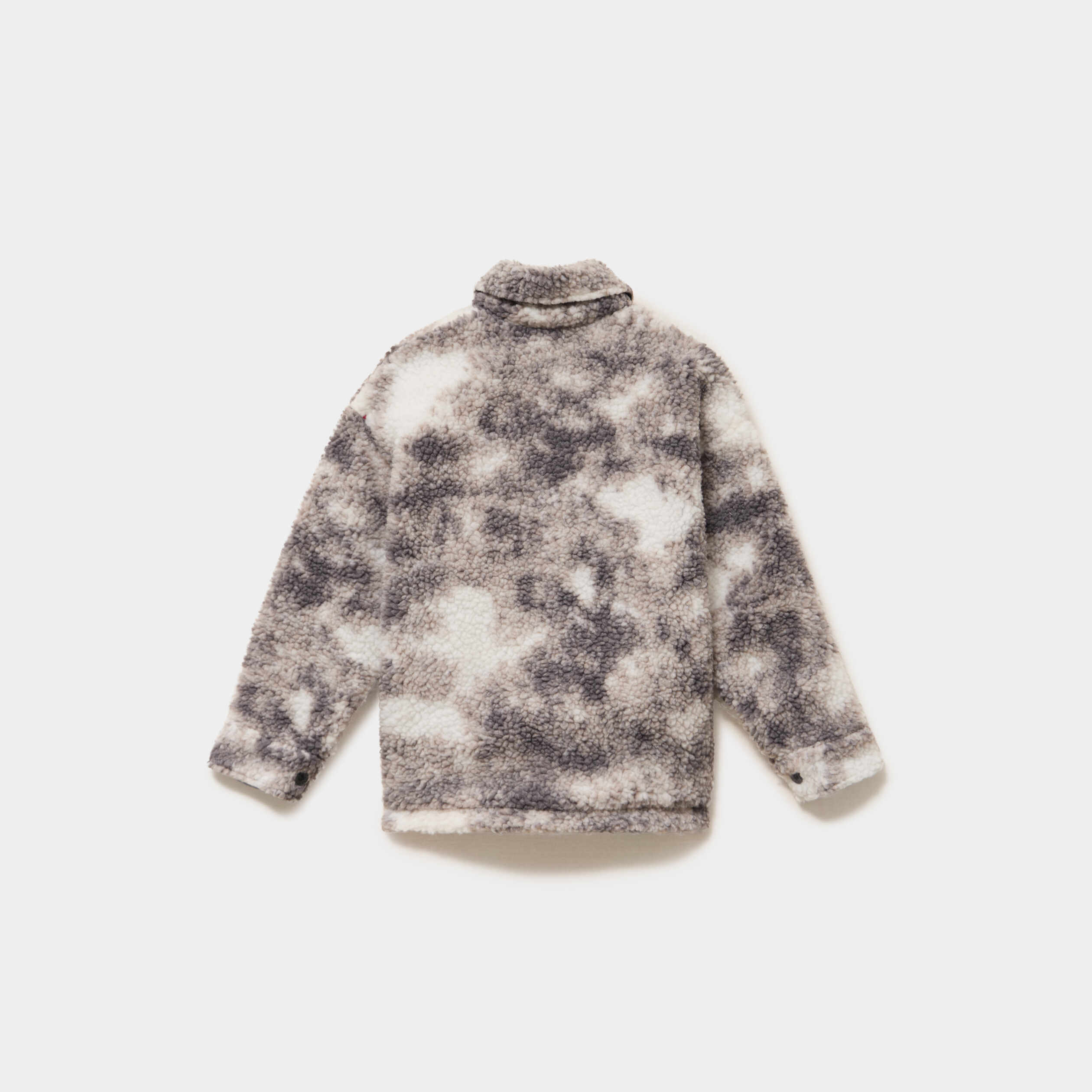 Surchemise oversize polaire boutonn&eacute;e gris gar&ccedil;on
