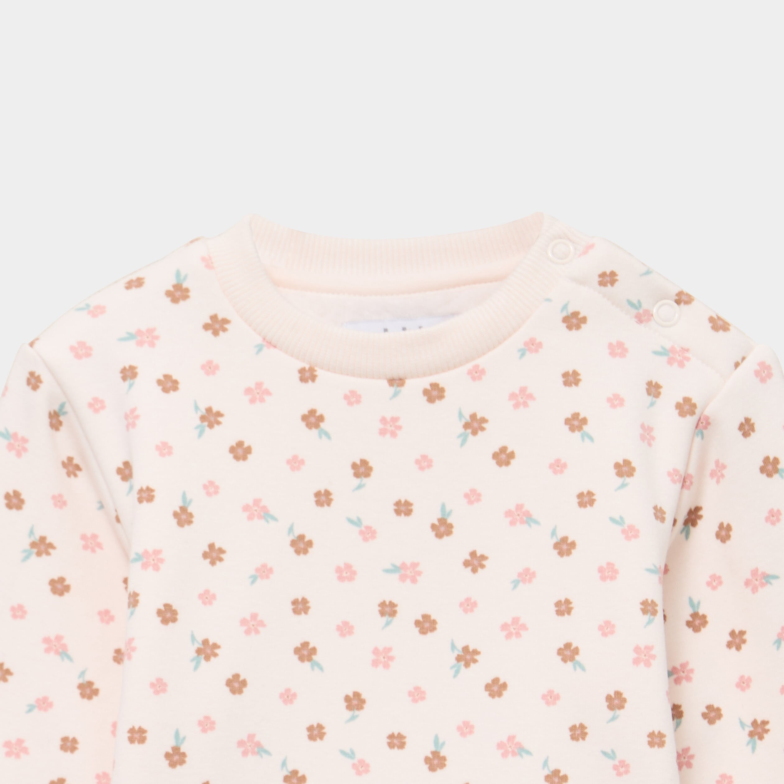Sweat molletonn&eacute; avec boutons &eacute;paule creme b&eacute;b&eacute; fille