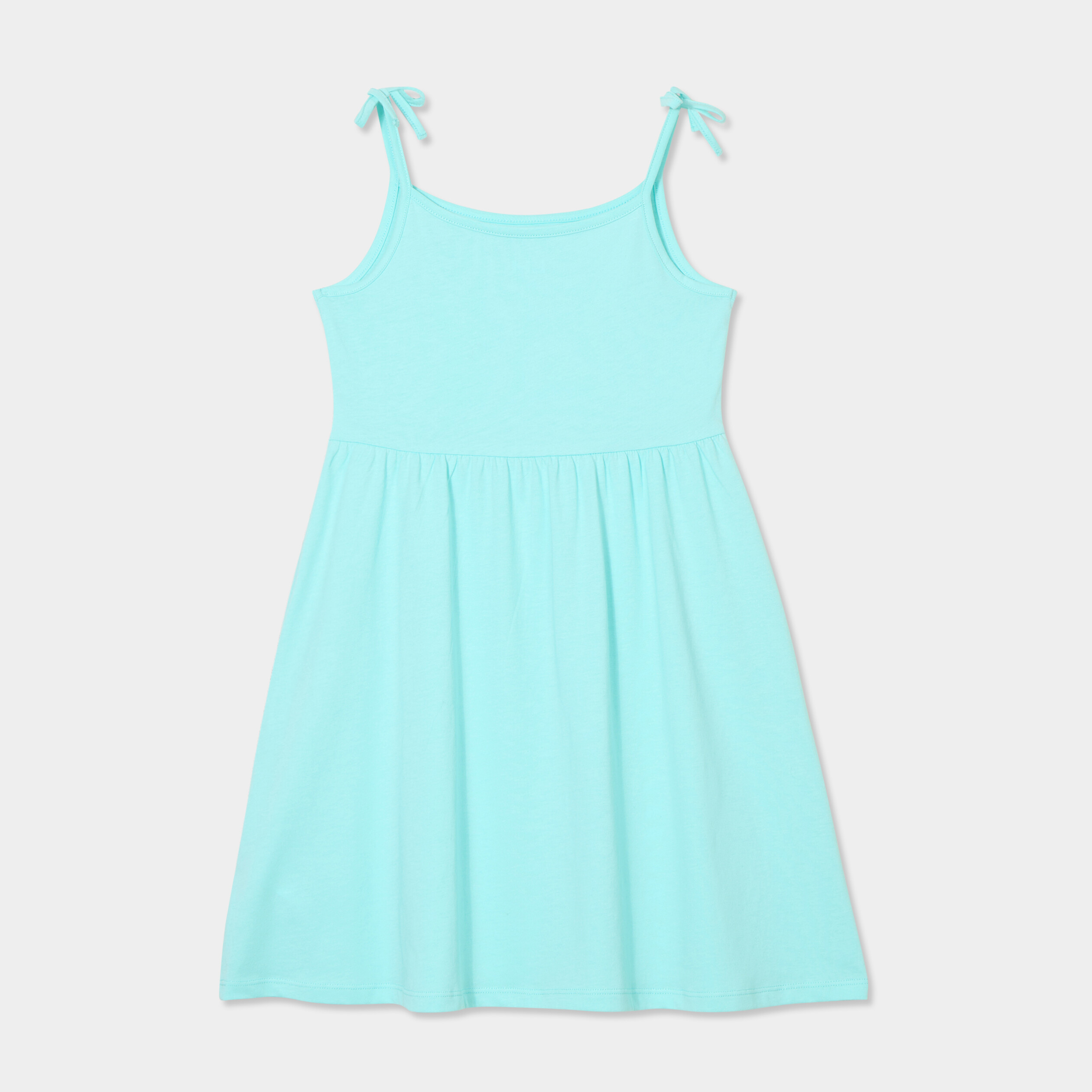 Robe courte bretelles nou&eacute;es &eacute;vas&eacute;e bleu turquoise fille