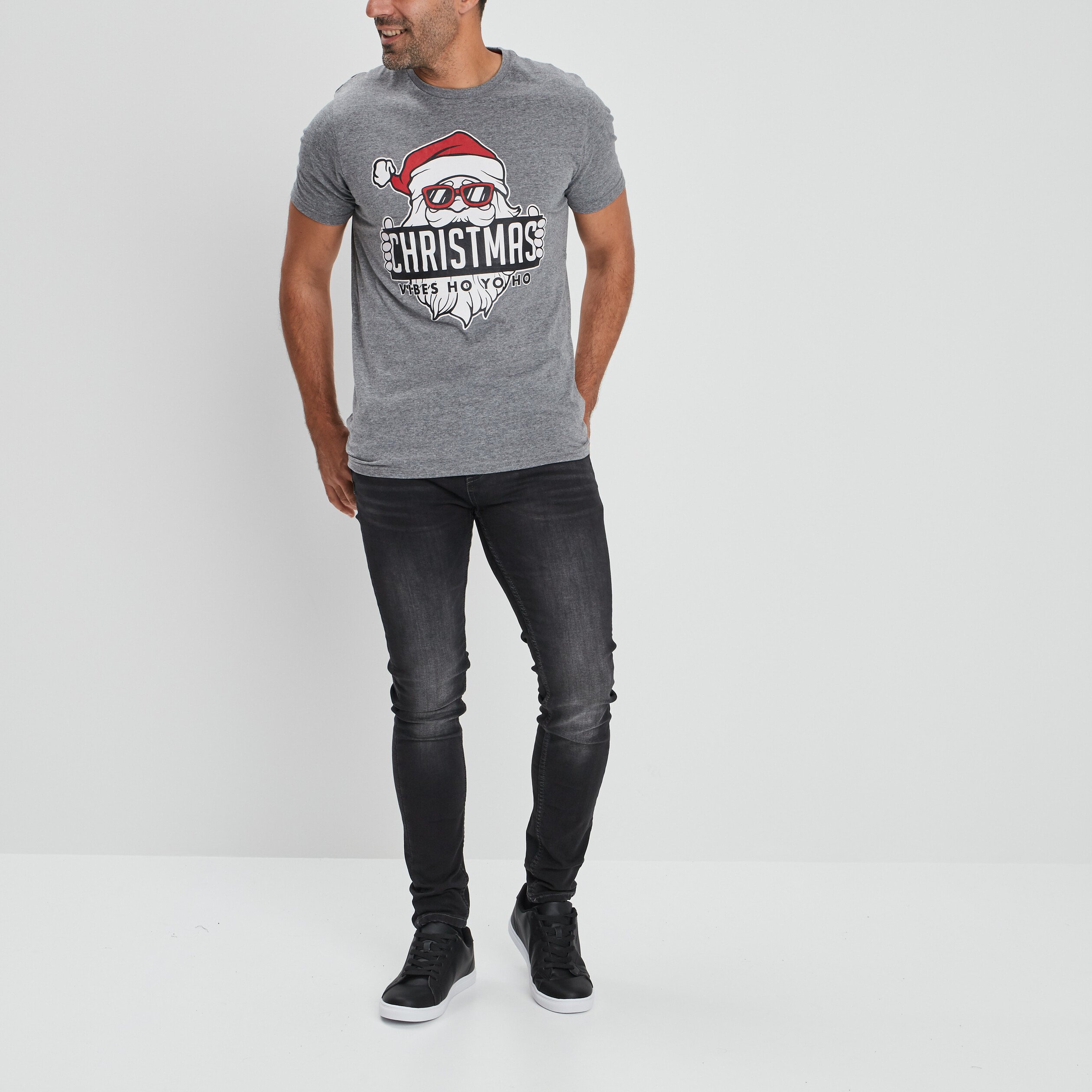 Jeans skinny taille standard gris homme