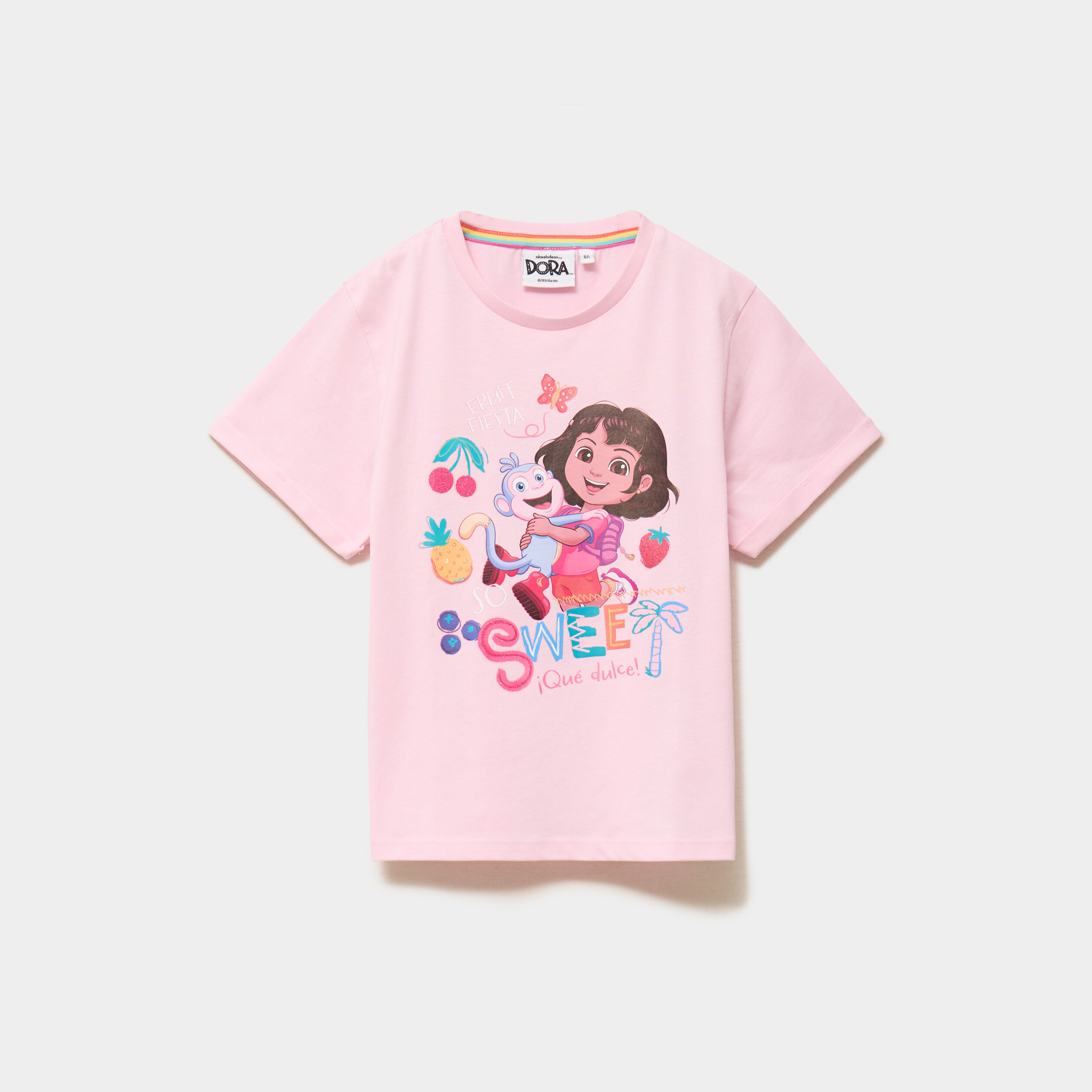 T-shirt coton Dora l'exploratrice rose fille