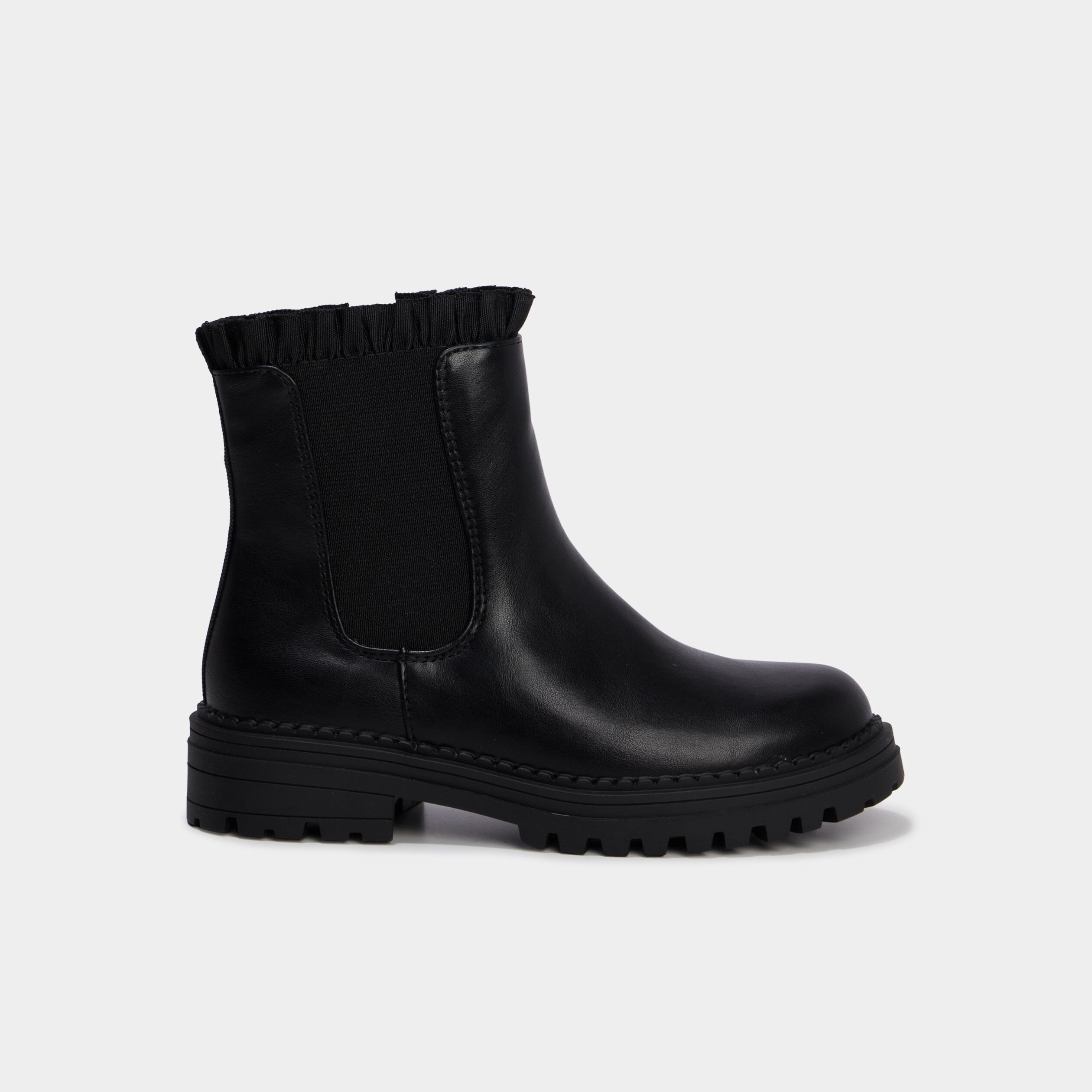 Boots chelsea zipp&eacute;es avec volants noir fille