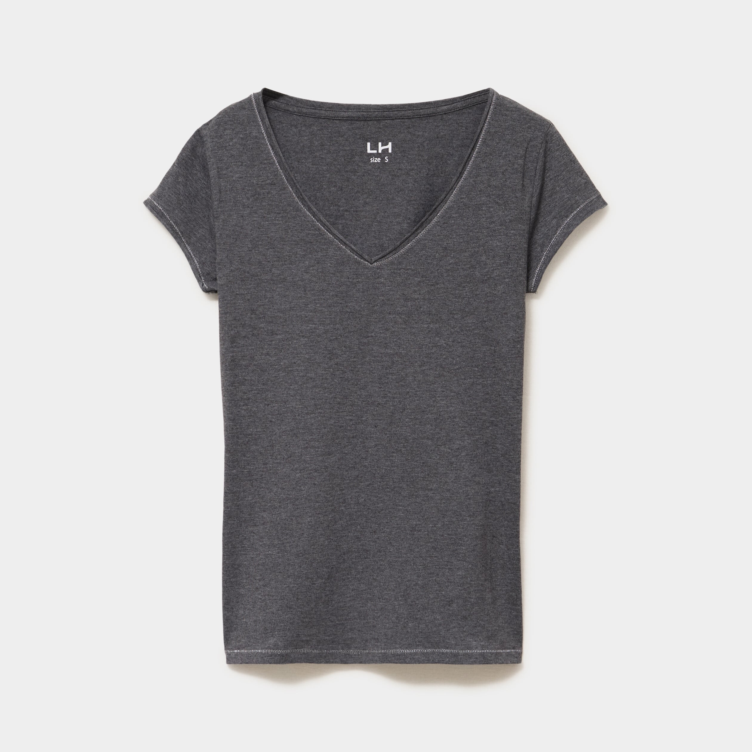 T-shirt manches courtes gris fonc&eacute; femme