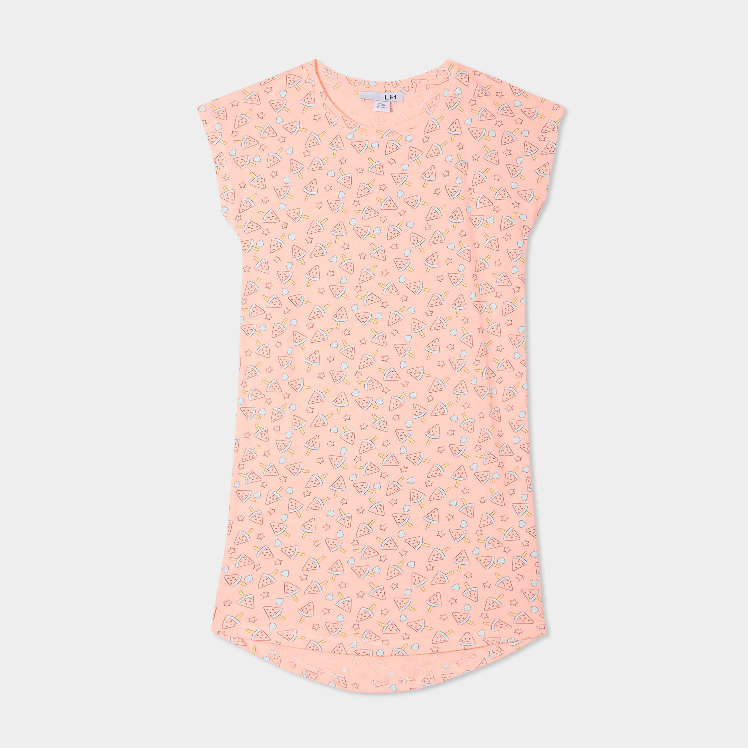 chemise de nuit manches courtes orange corail fille Chemise de nuit manches courtes orange corail fille