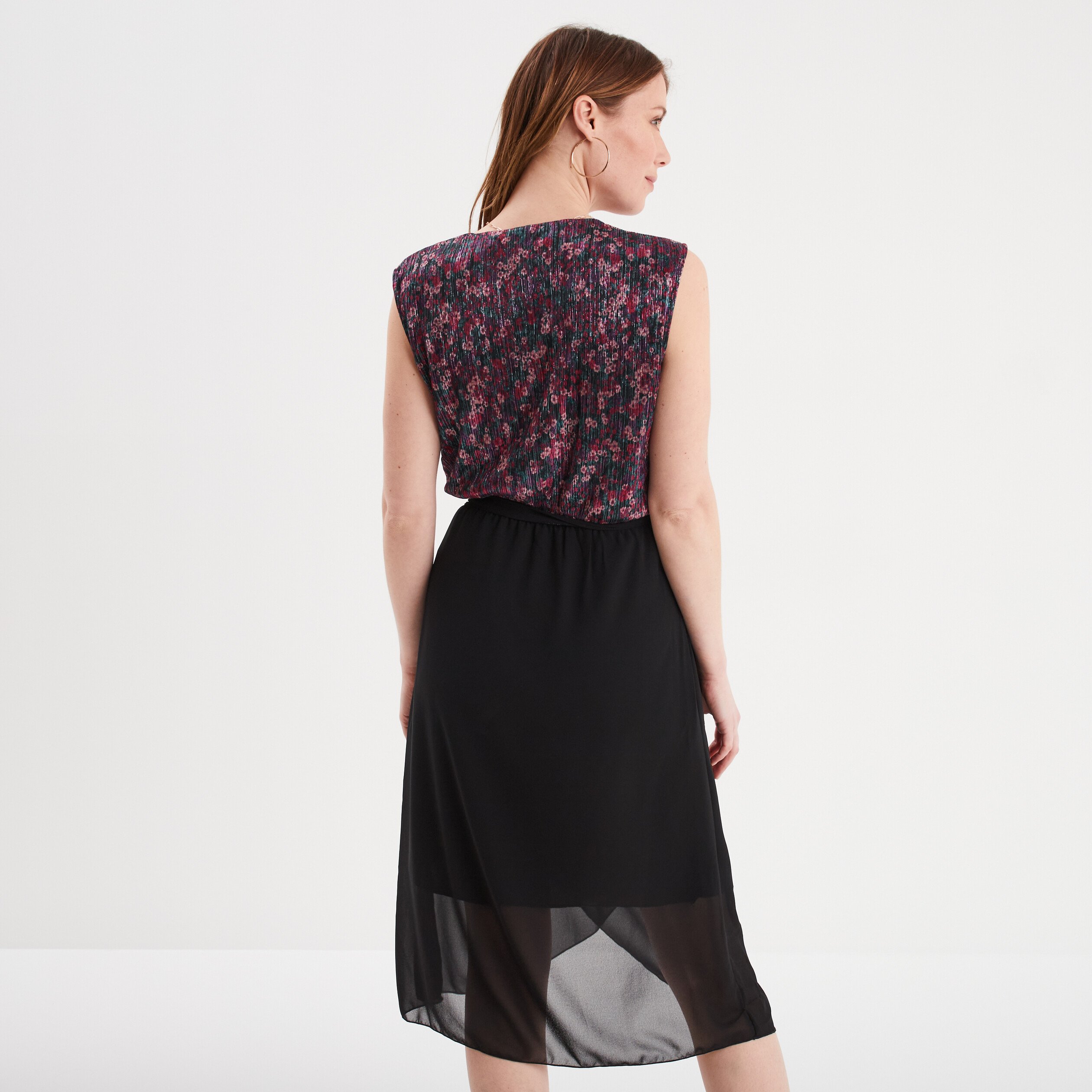robe fluide col cache coeur ceinturee noir femme Robe fluide col cache-coeur ceinturée noir femme