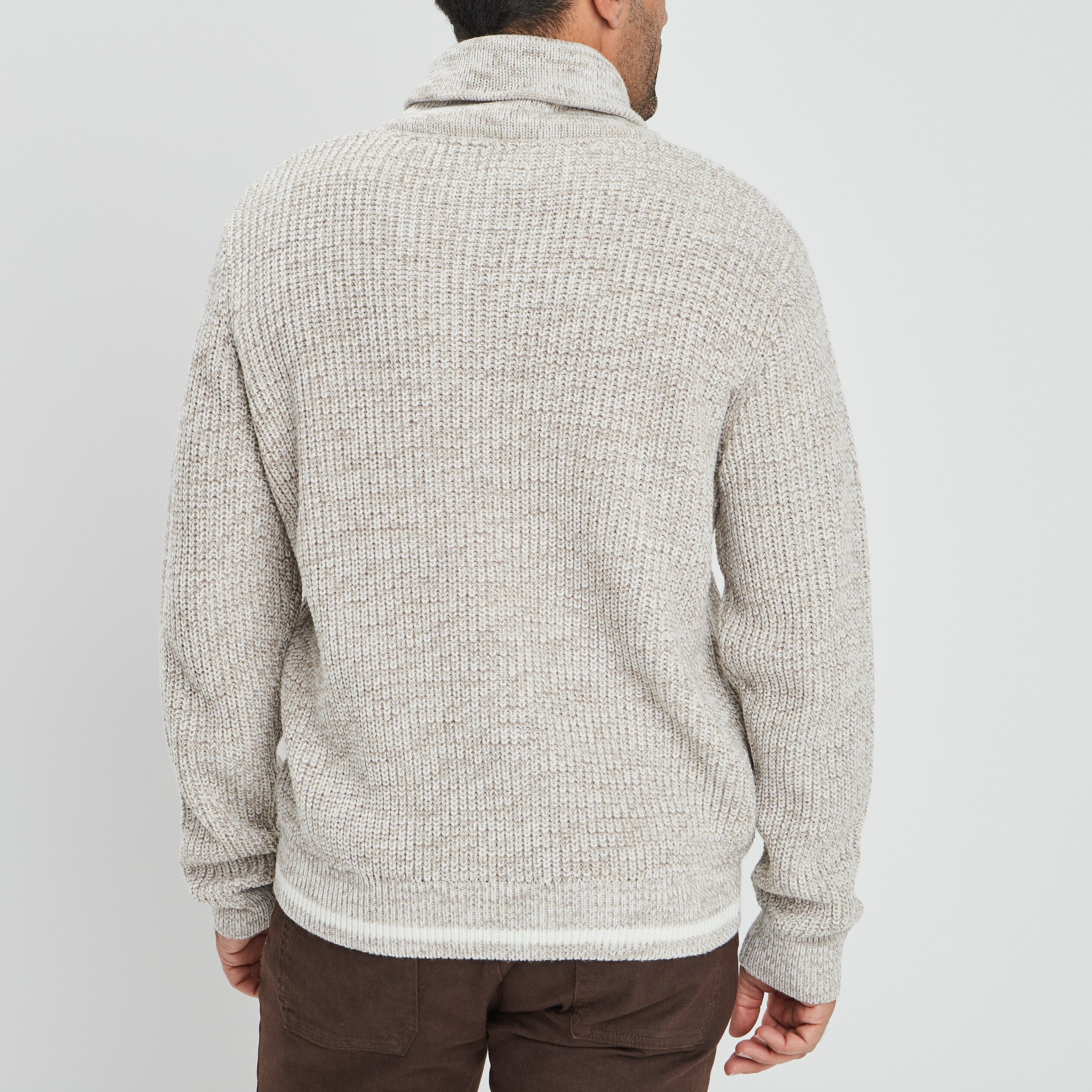 Pull col châle manches longues ivoire homme
