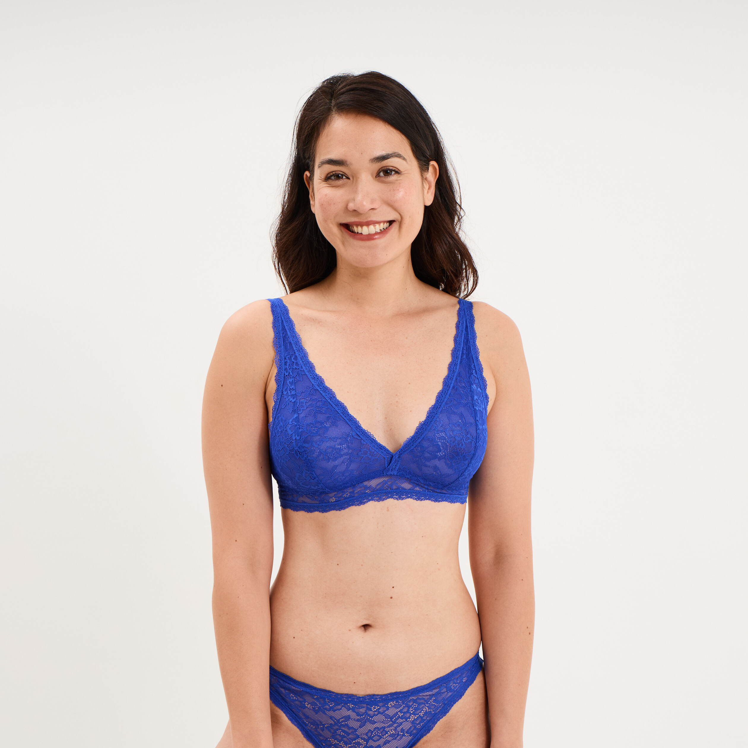 Soutien-gorge triangle dentelle bleu electrique femme