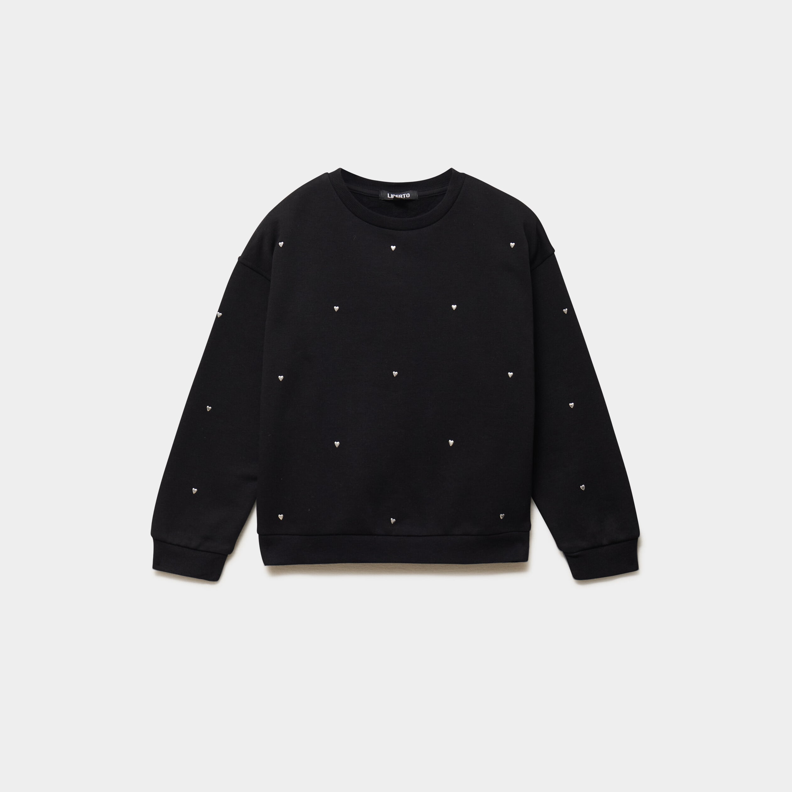 Sweat oversize avec clous coeur noir fille