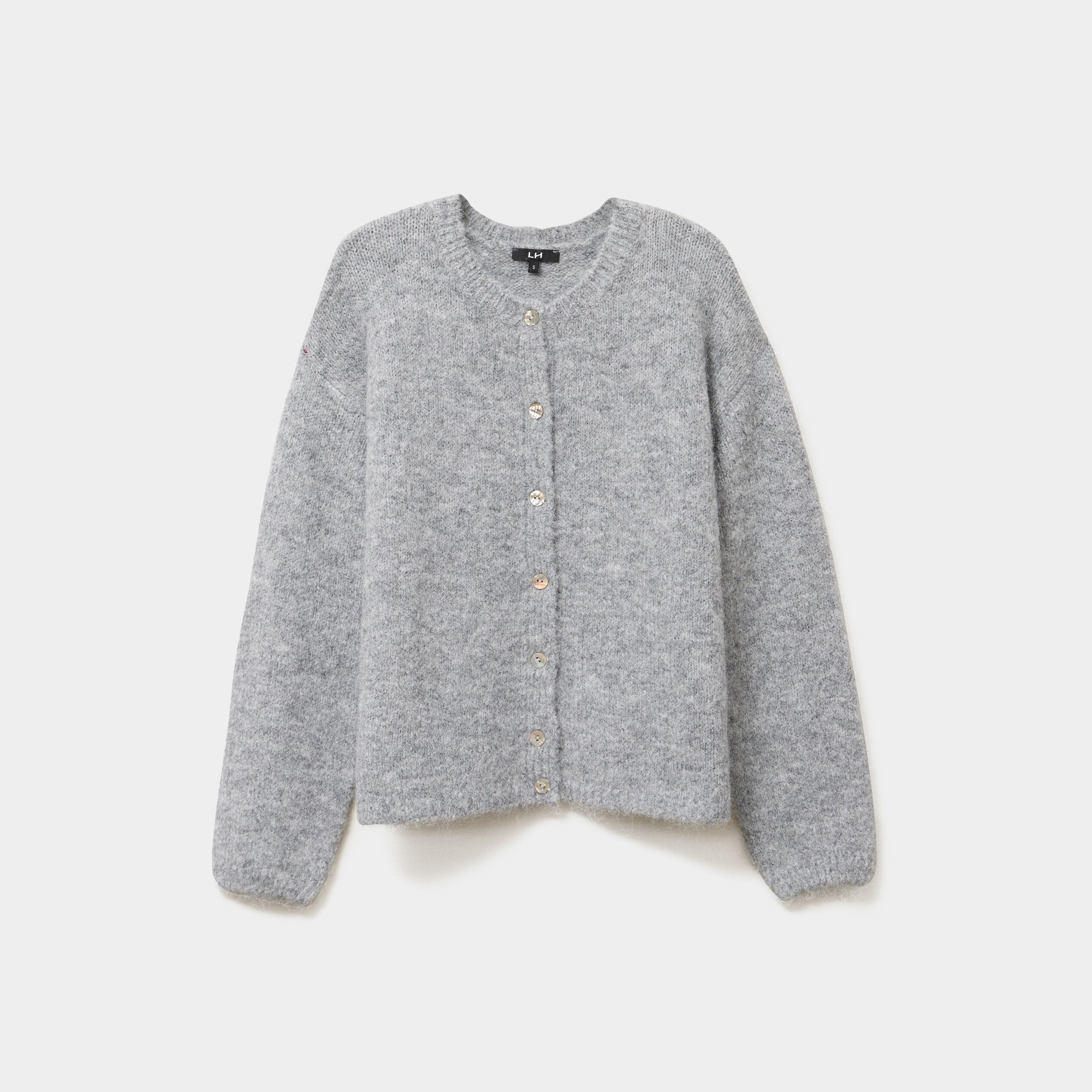 Gilet manches longues boutonné gris femme