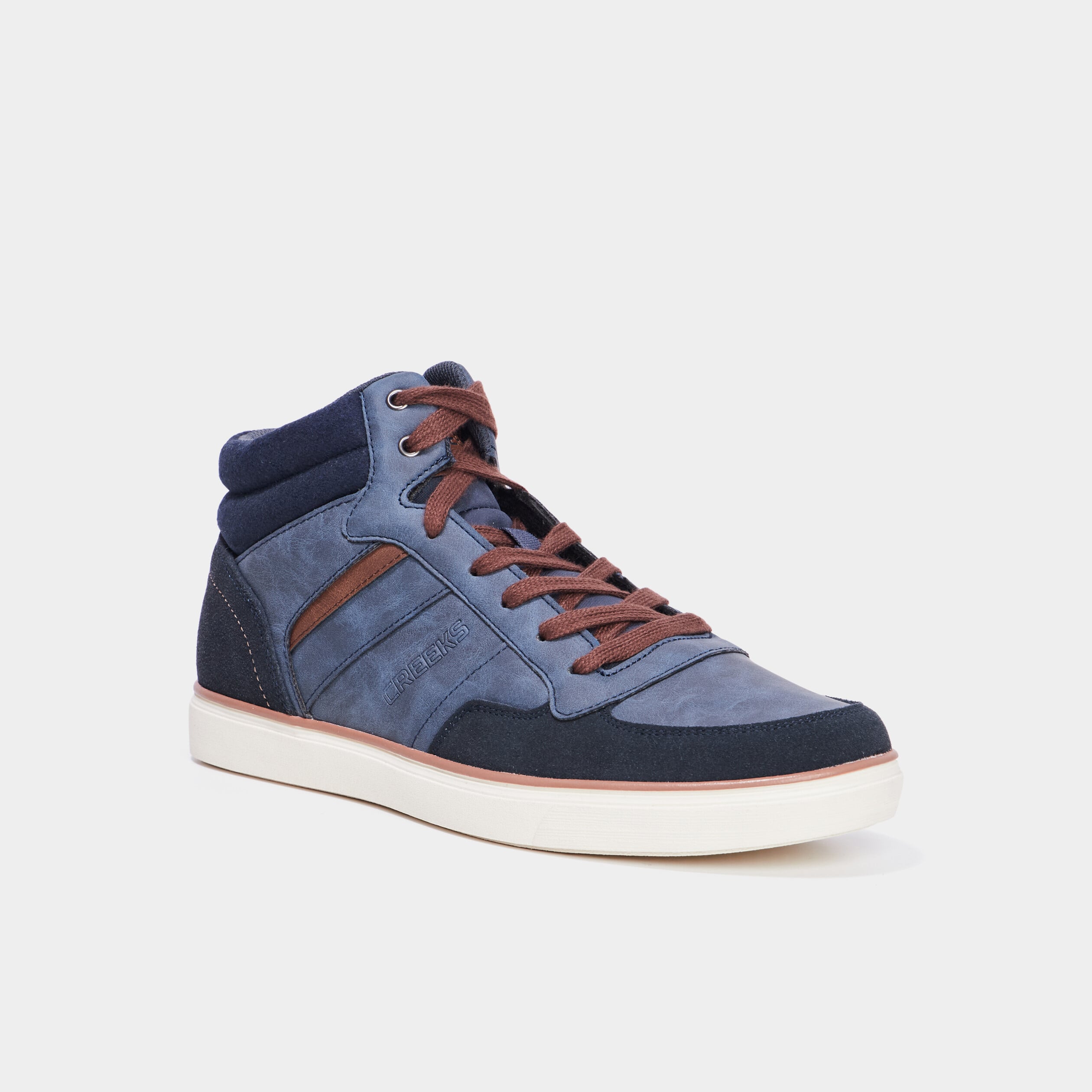 Baskets montantes &agrave; lacets bleu homme