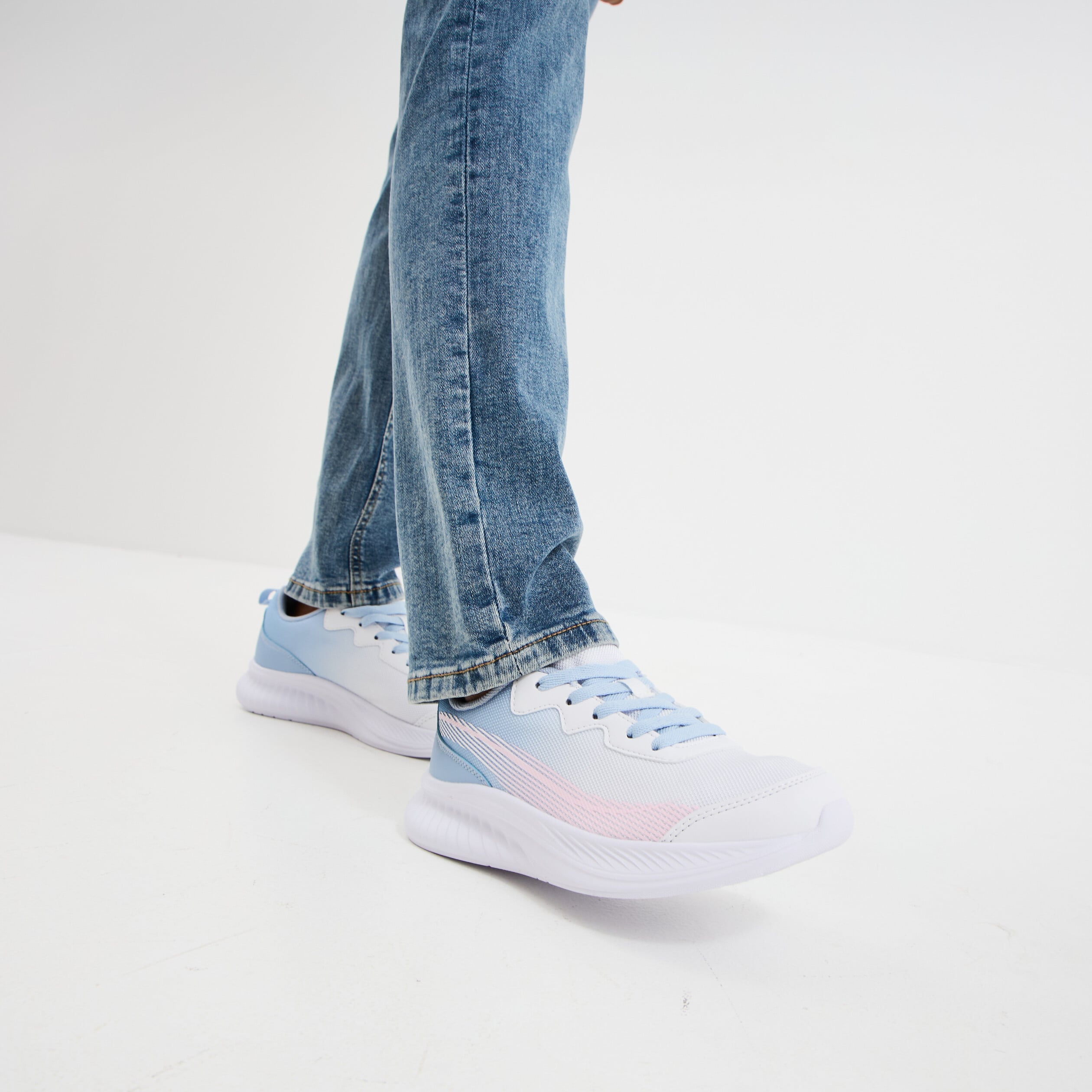 Baskets running &agrave; lacets blanc fille