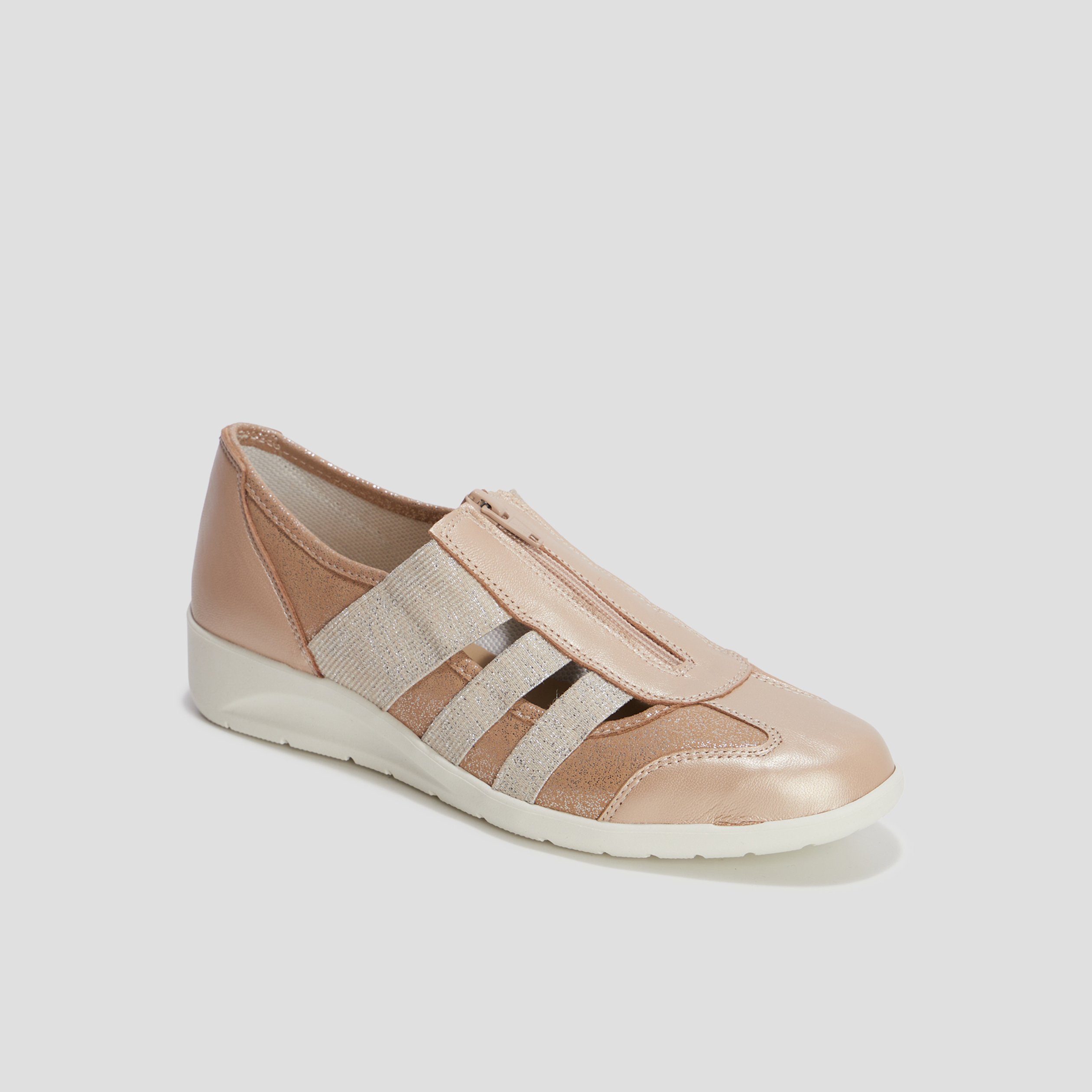 derbies zippees pied large sable femme Derbies zippées pied large sable femme