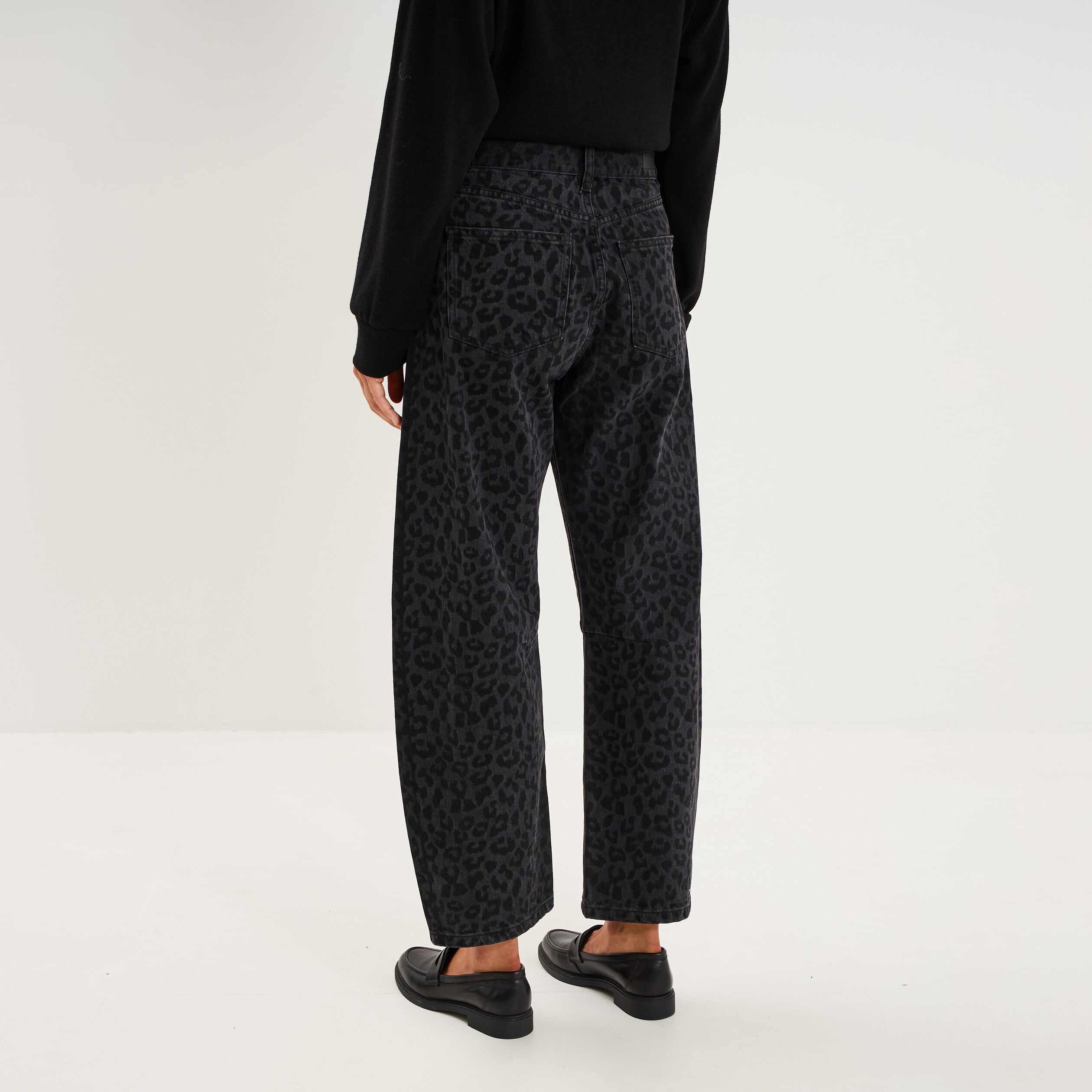 Jean balloon coton denim noir femme