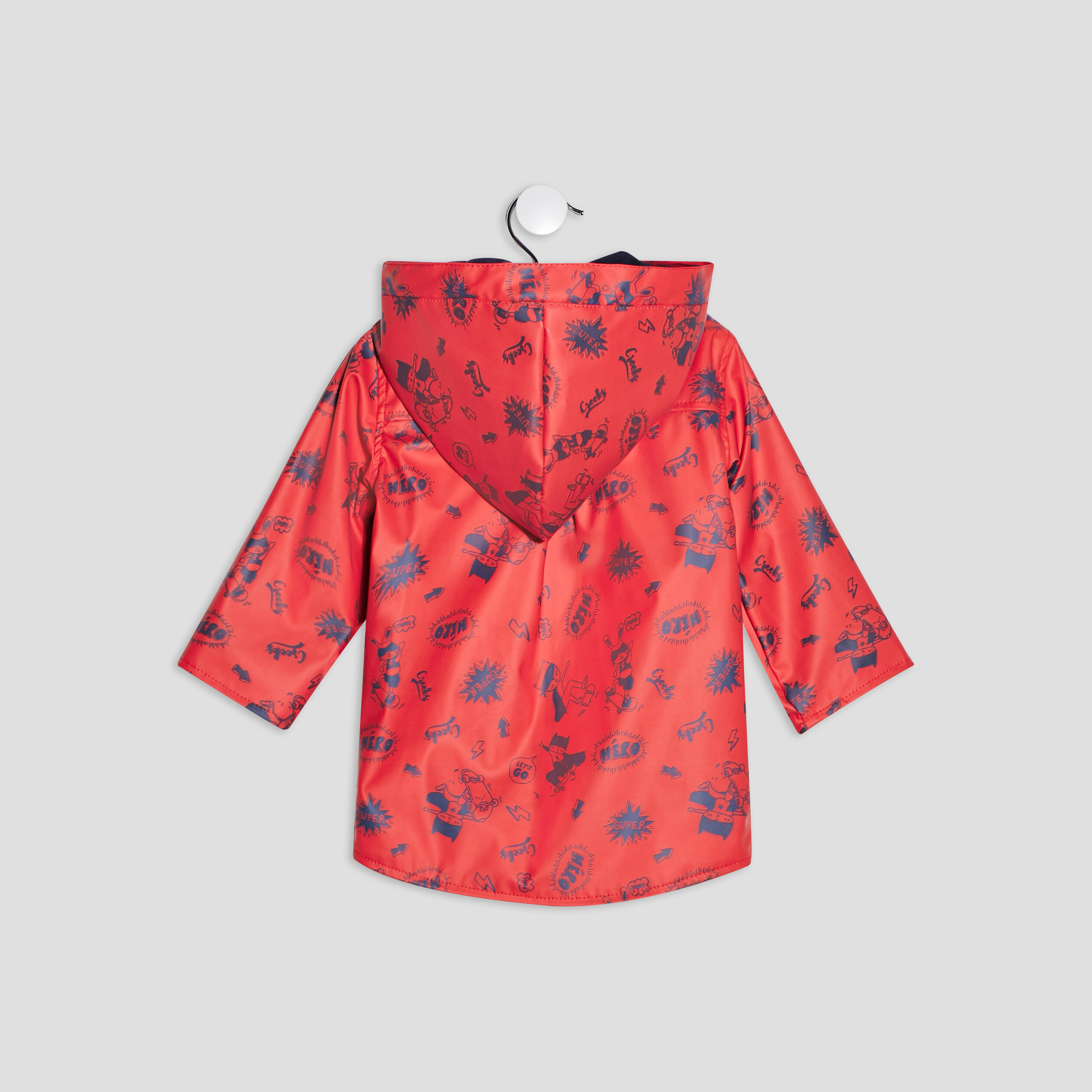 Parka droite à capuche rouge bébé garçon