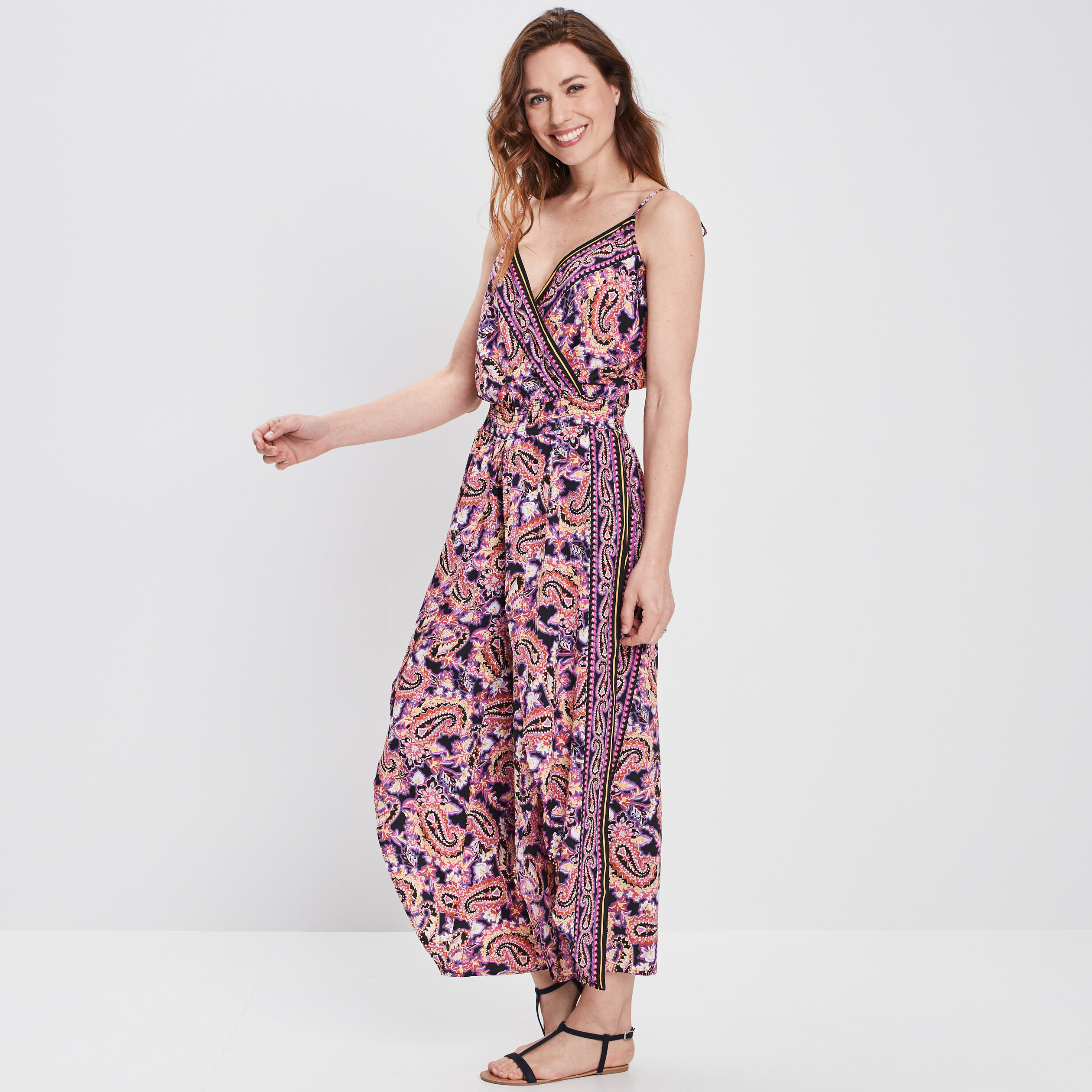 Combinaison pantalon fluide fendu violet femme
