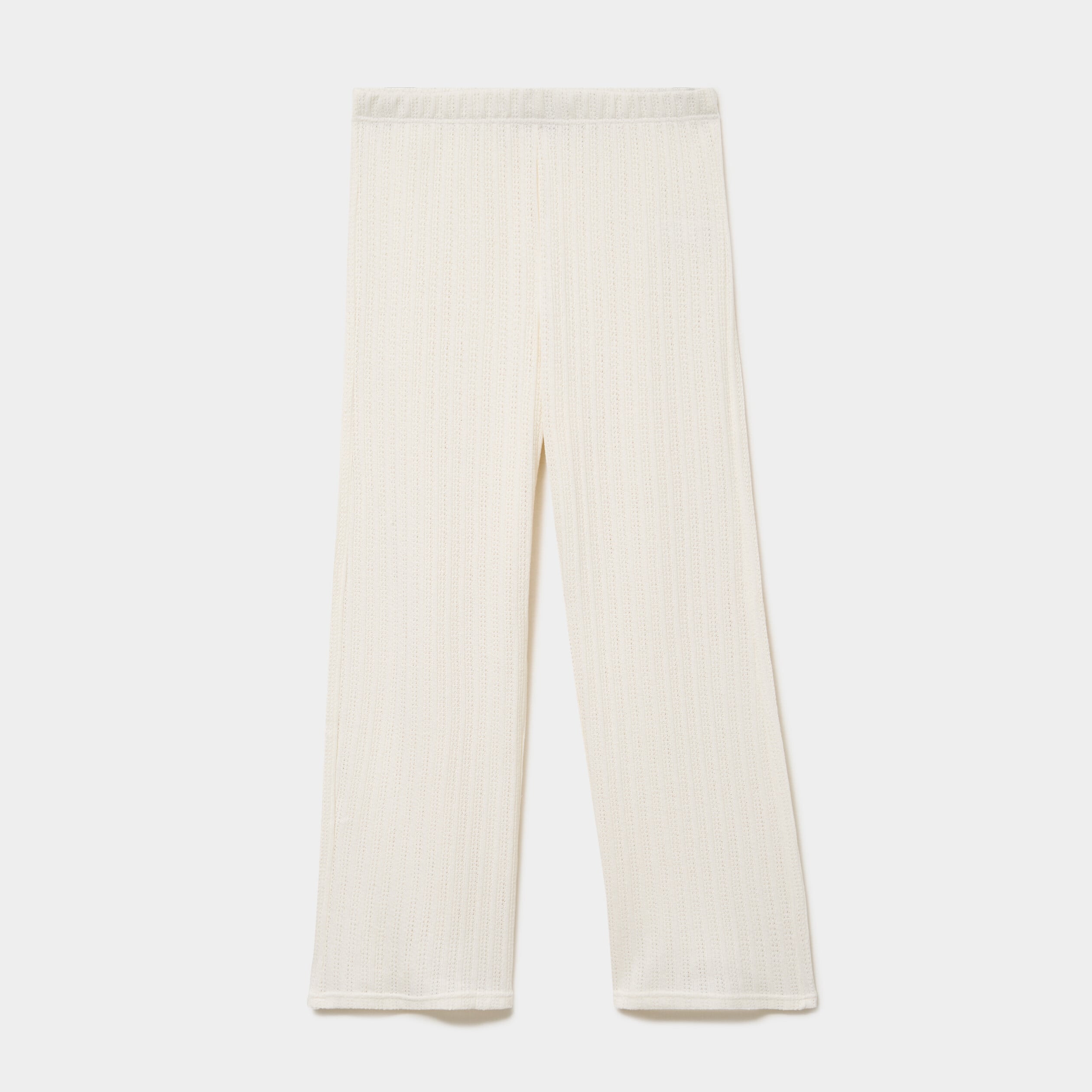 Pantalon large effet crochet &eacute;lastiqu&eacute; ecru femme